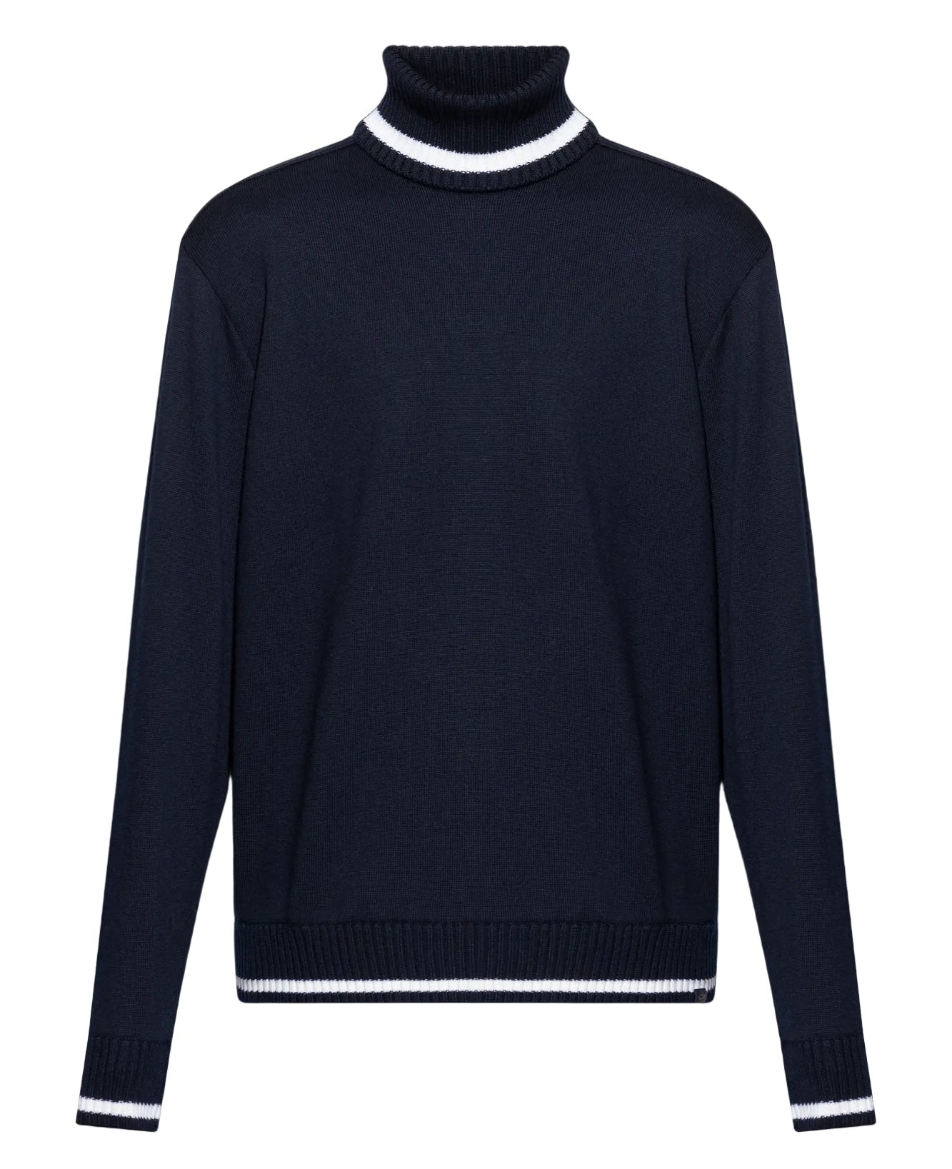 Col roulé en laine vierge marine