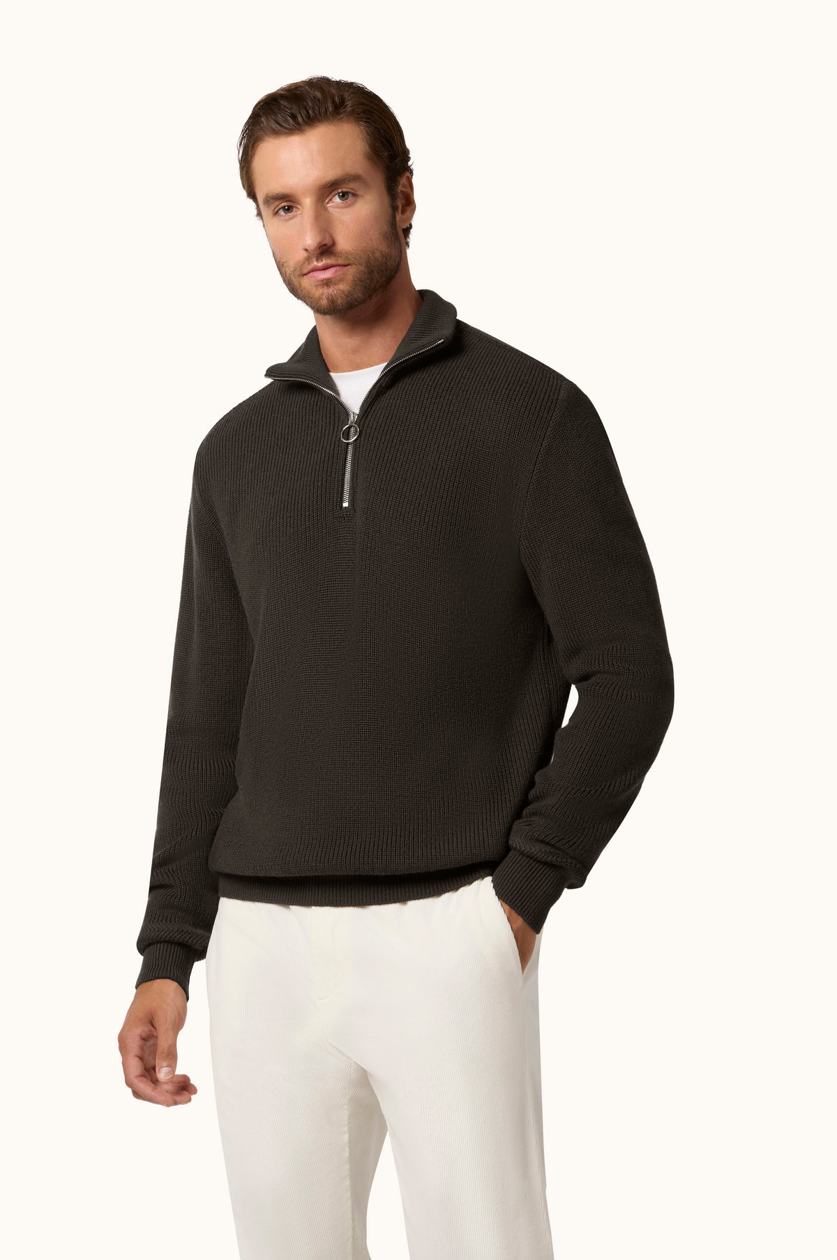 Pull demi-zip Tech Wool noir