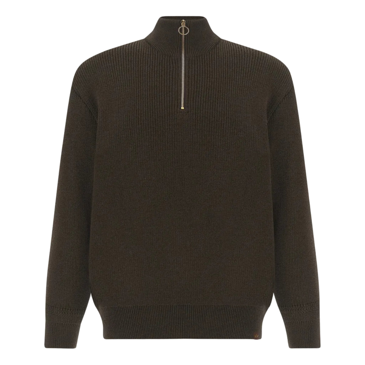Pull demi-zip brun Tech Wool