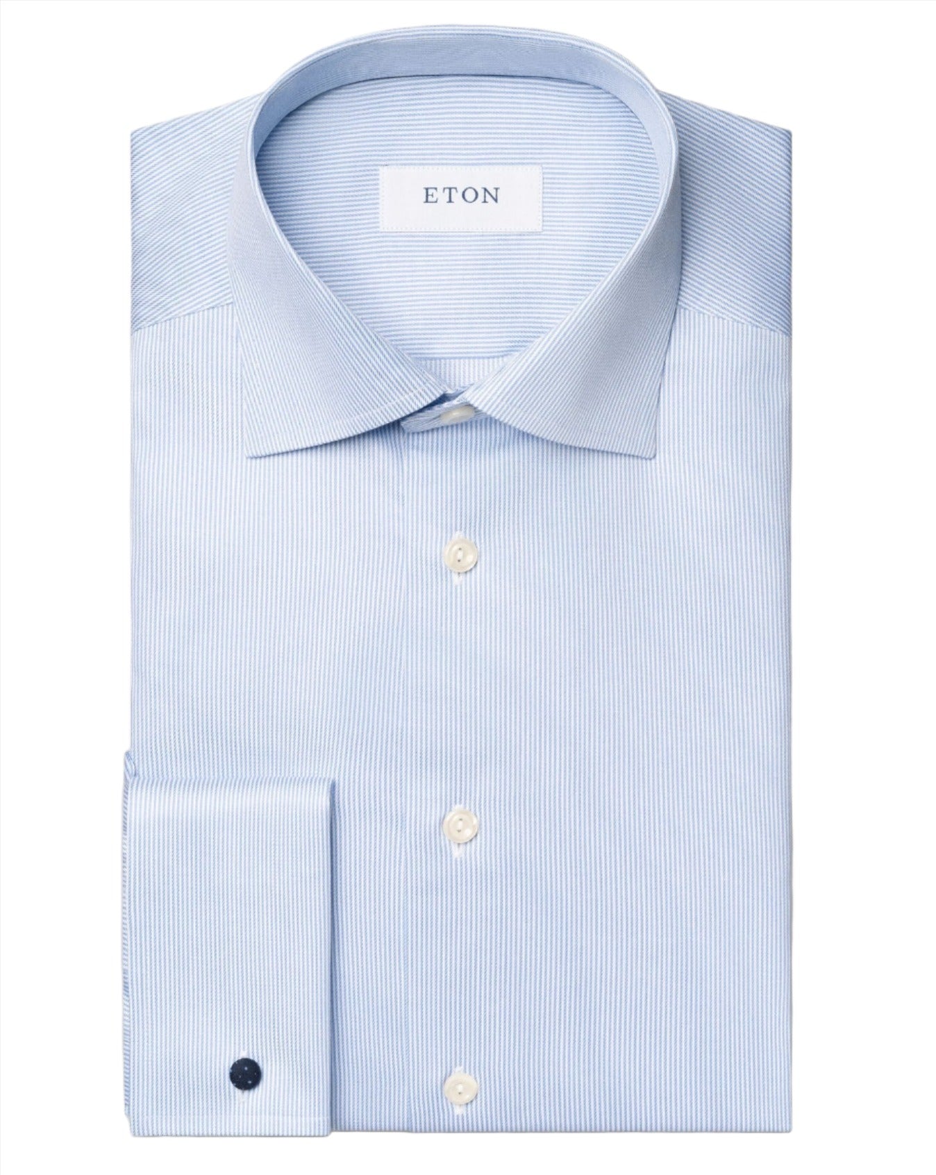 Chemise poignet français bleu lignée