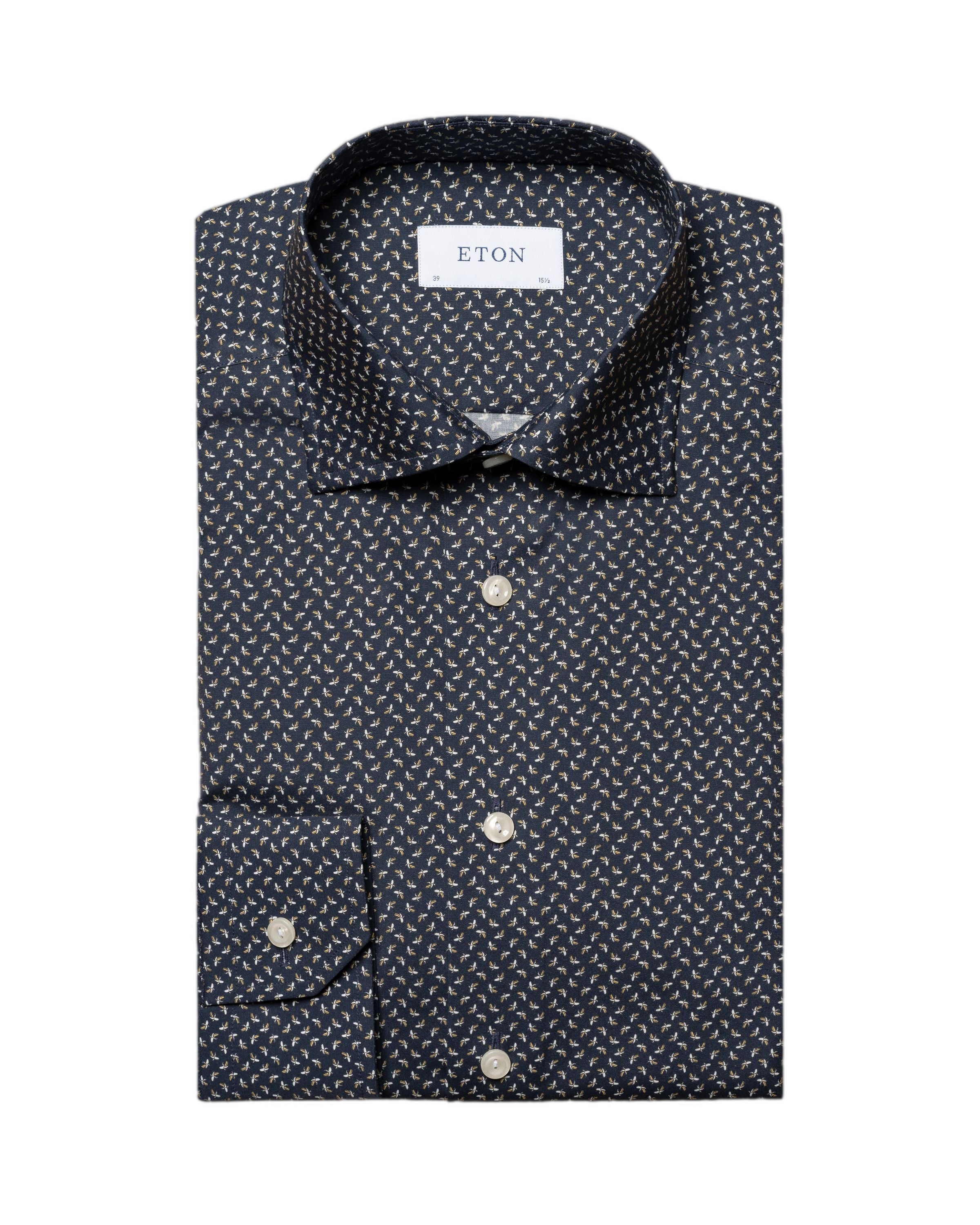 Chemise de twill marine avec imprimé de micro bananes