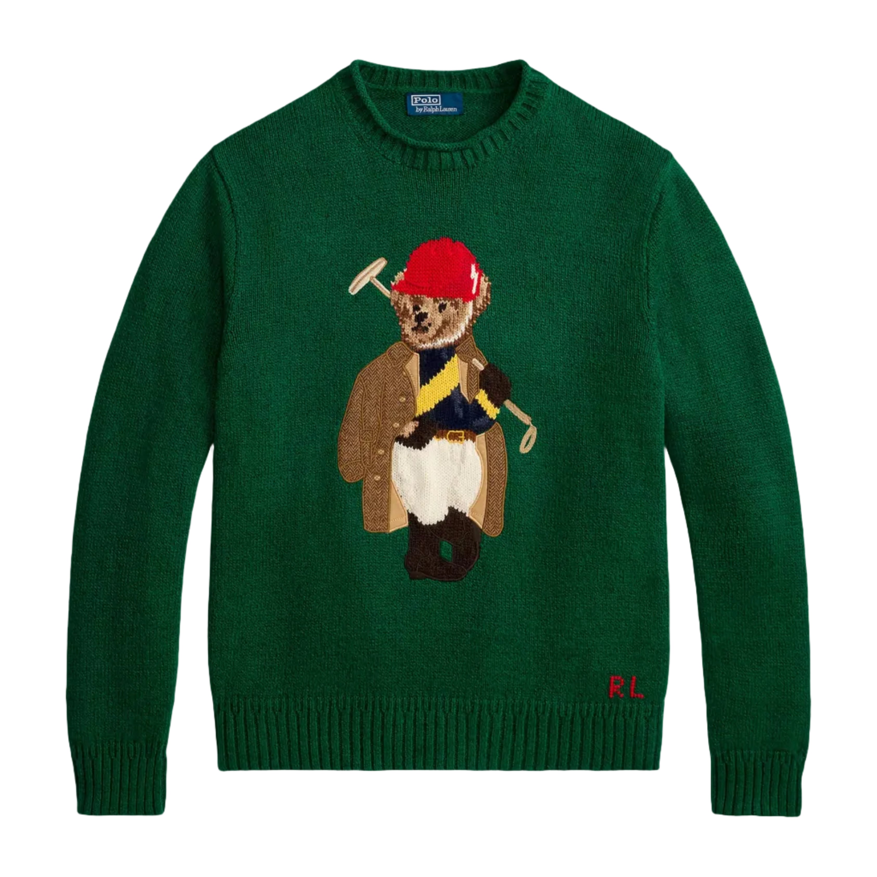 Pull en lin et coton Polo Bear vert