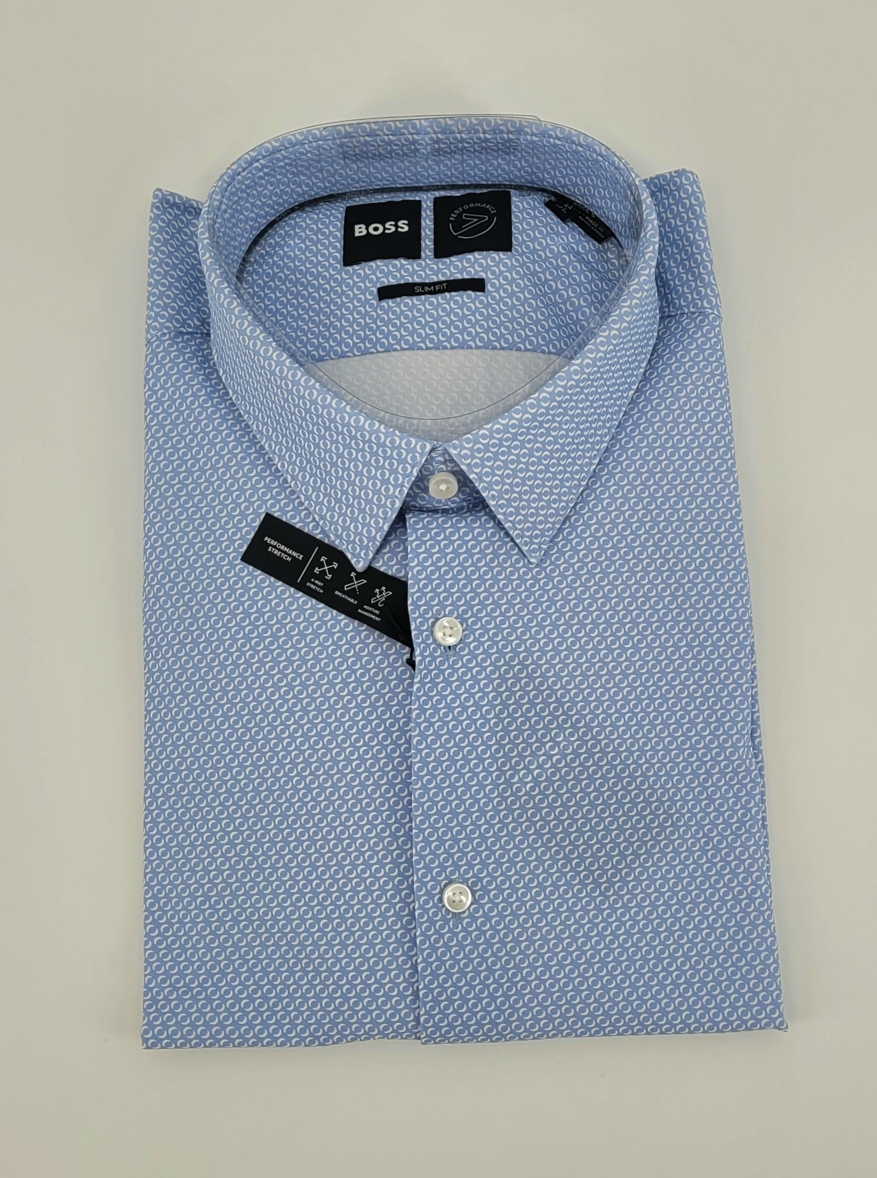 chemise bleu à petits motifs performance