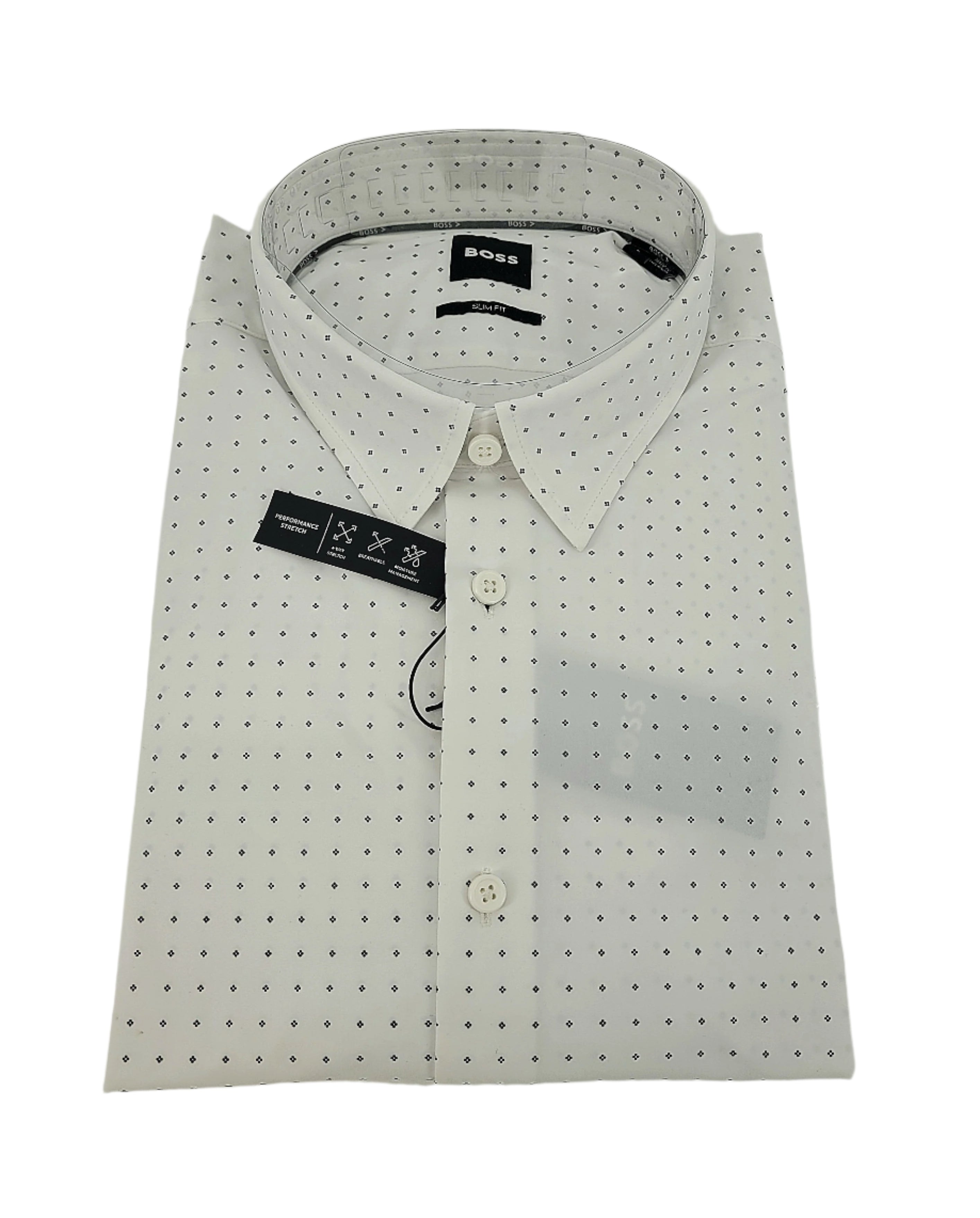 Chemise blanche performance à petits motifs