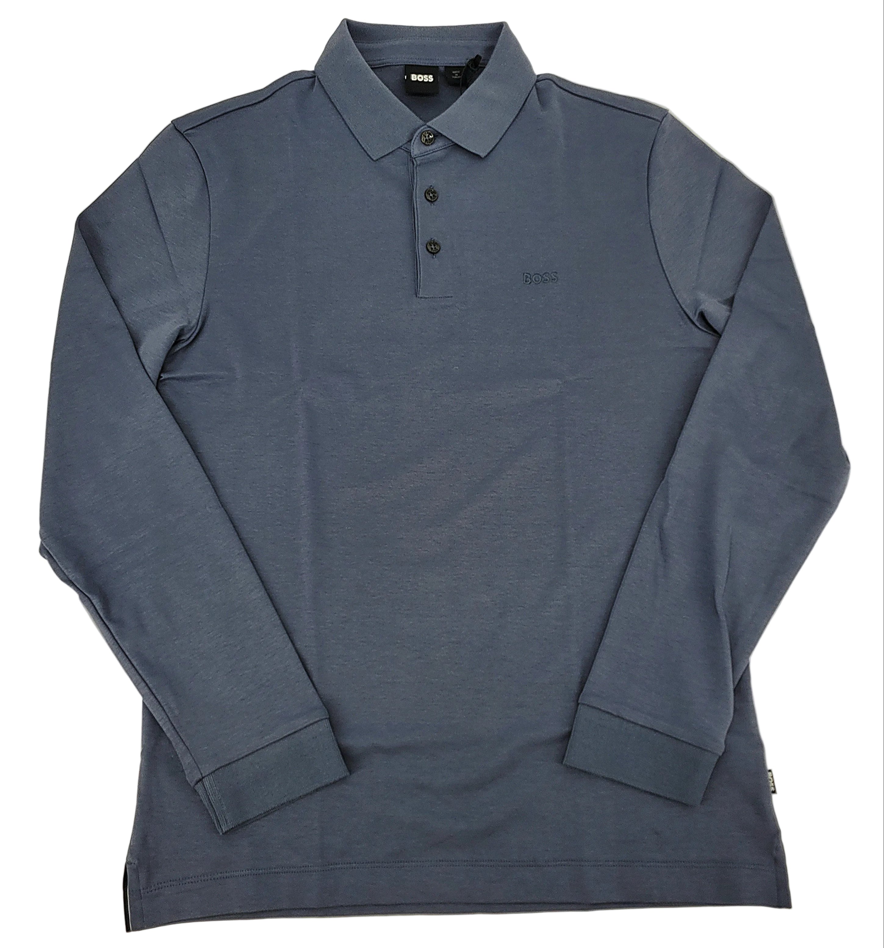 Polo manches longues en coton mercerisé