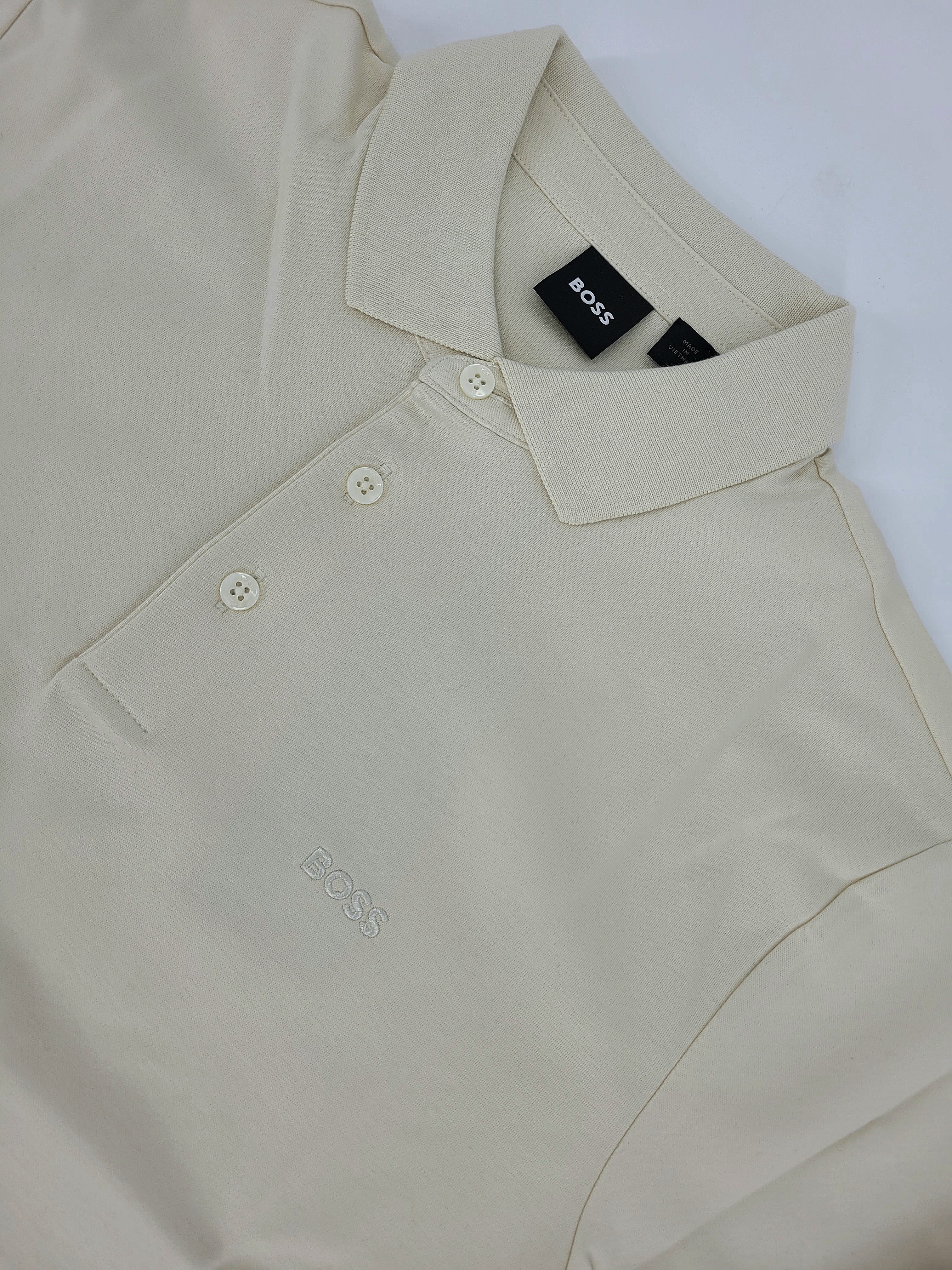 Polo manches longues en coton mercerisé