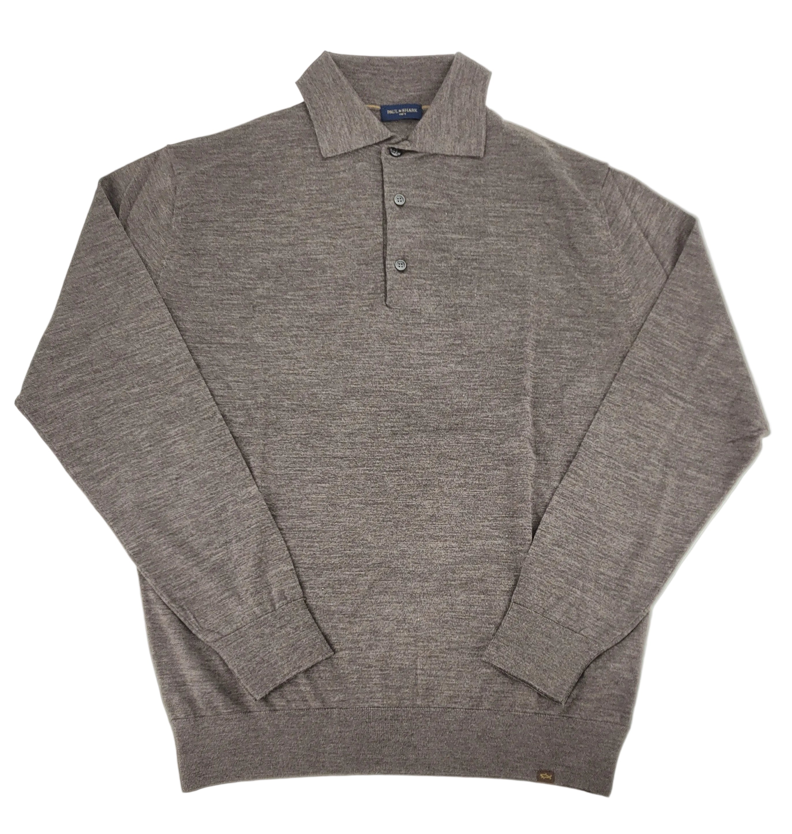 Polo de laine de mérino taupe