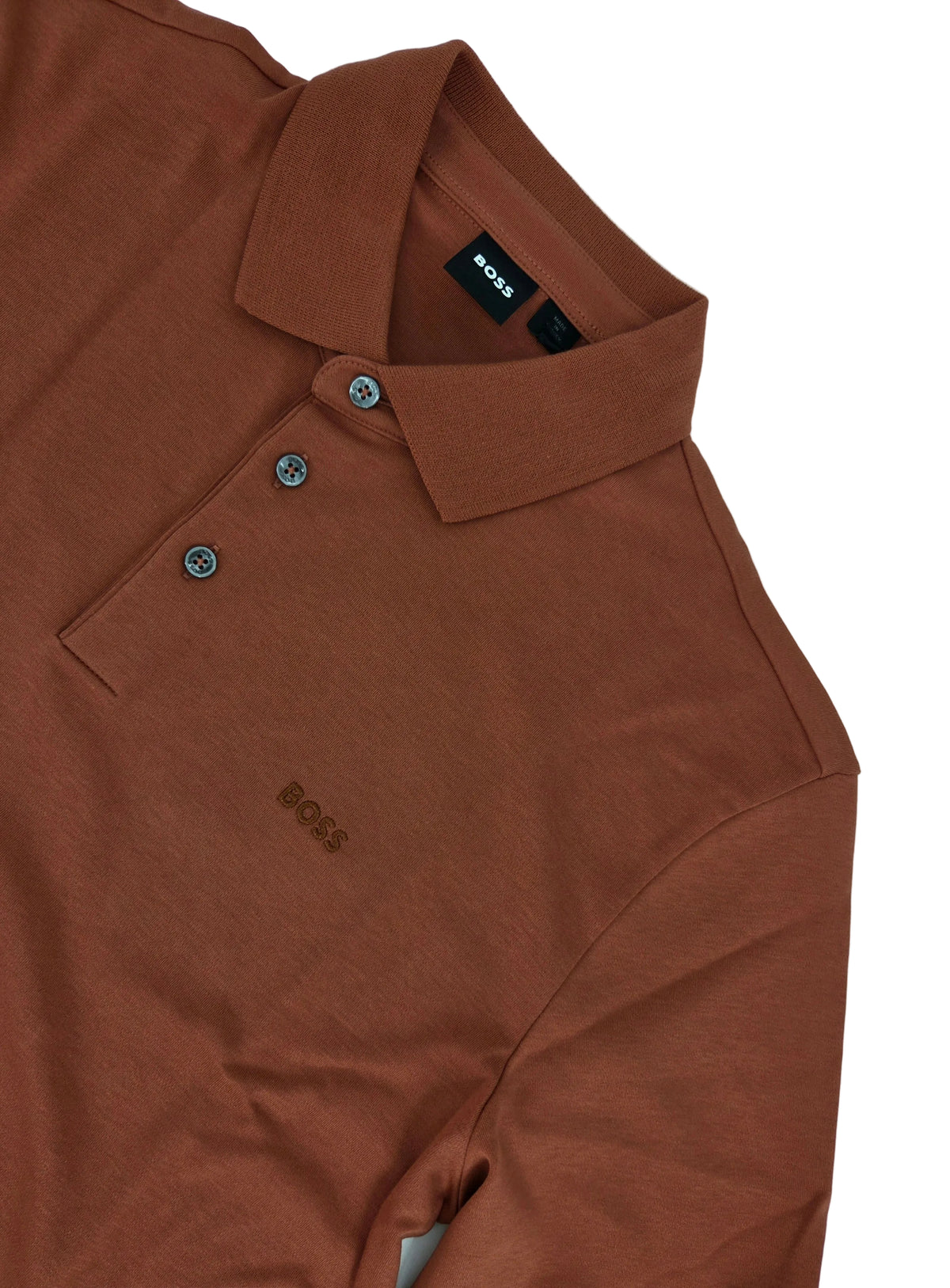 Polo manches longues orange brulé