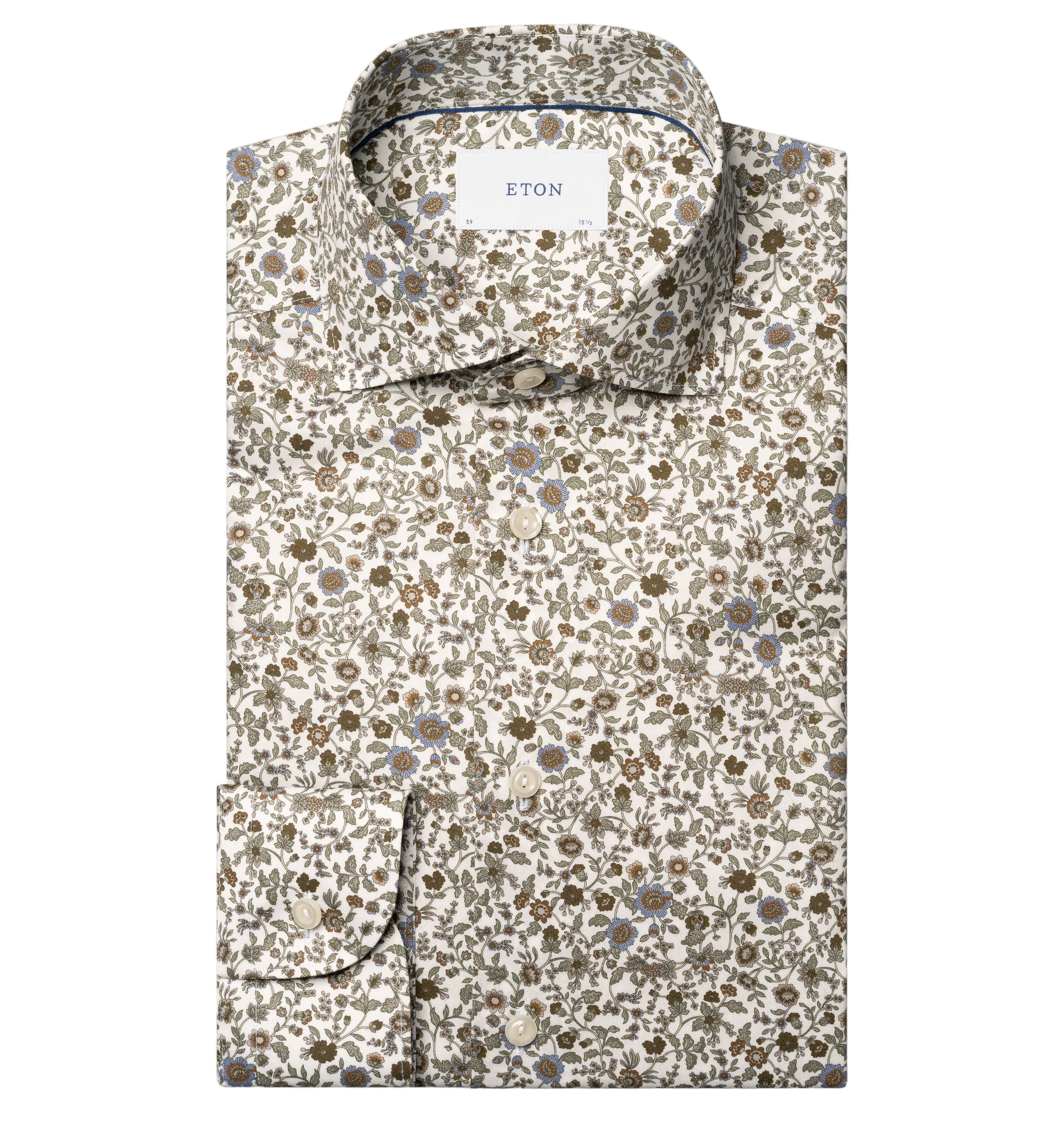 Chemise maron à motifs fleuris