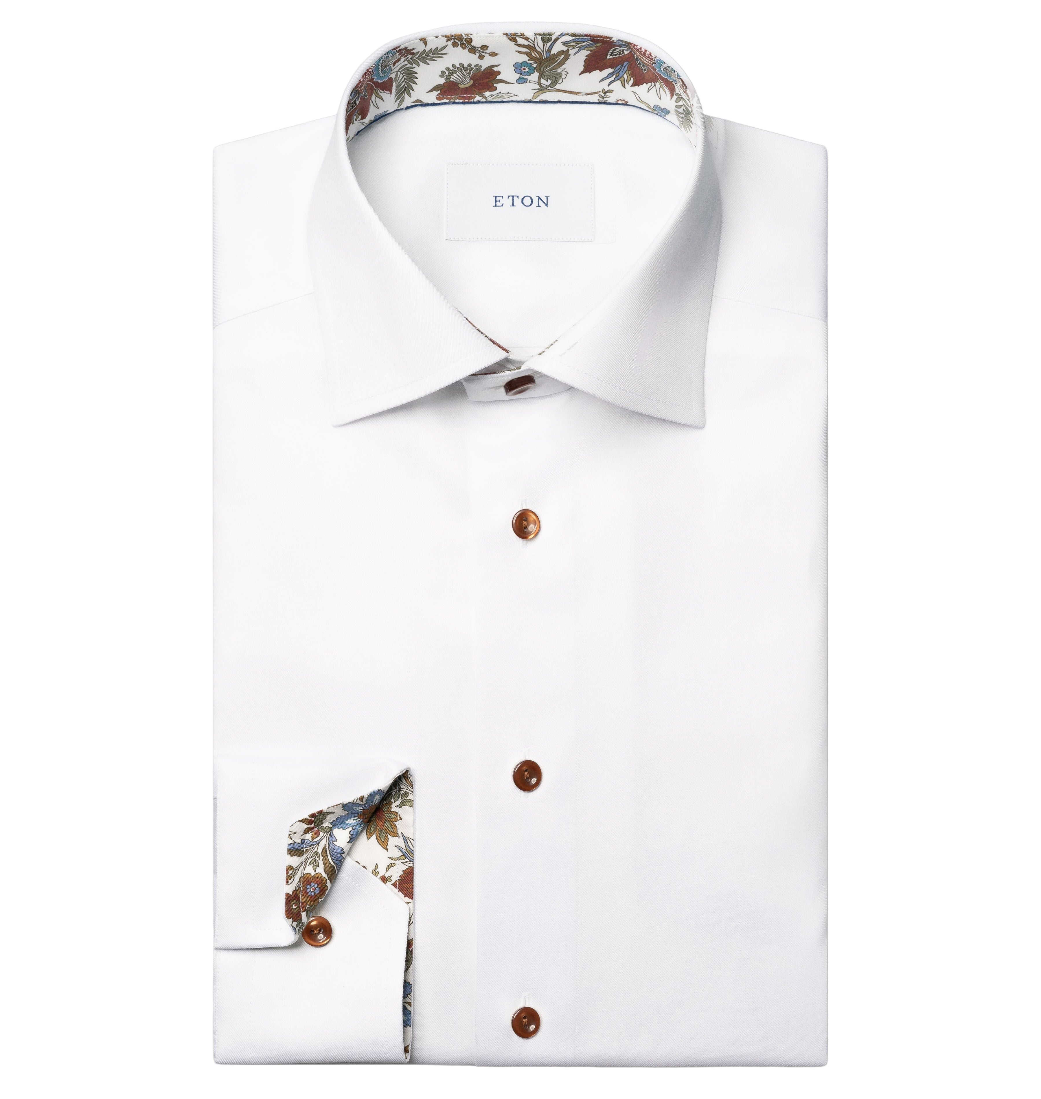 Chemise blanche avec boutons contrastés brun