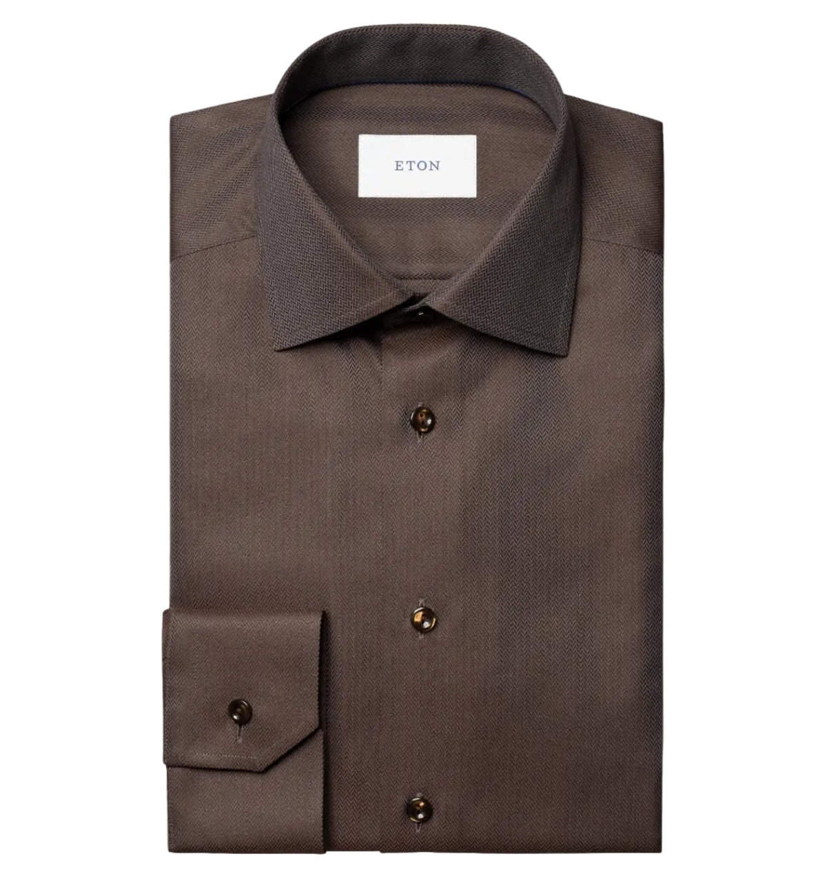 Chemise brune en sergé signature