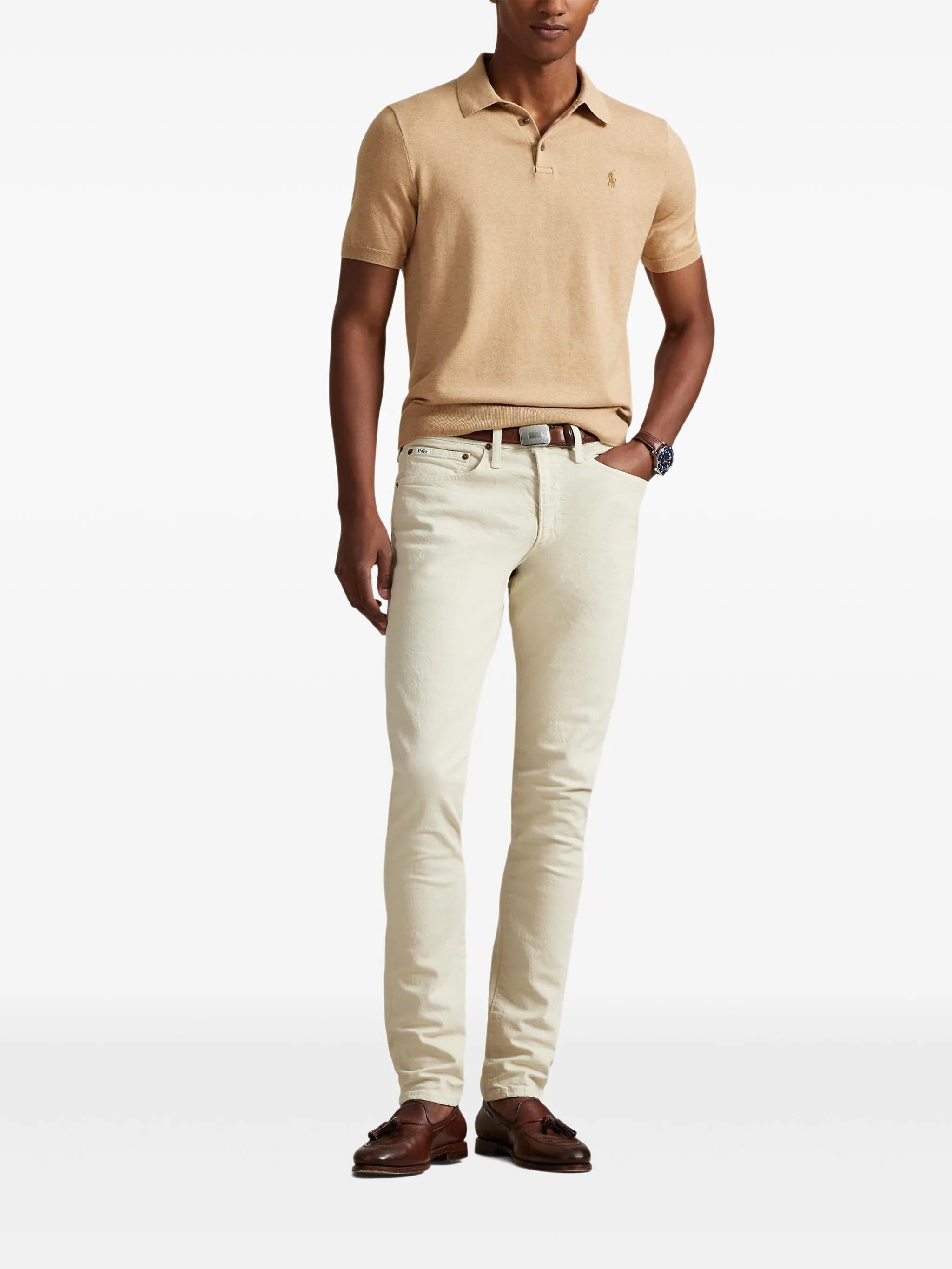 Polo de tricot beige