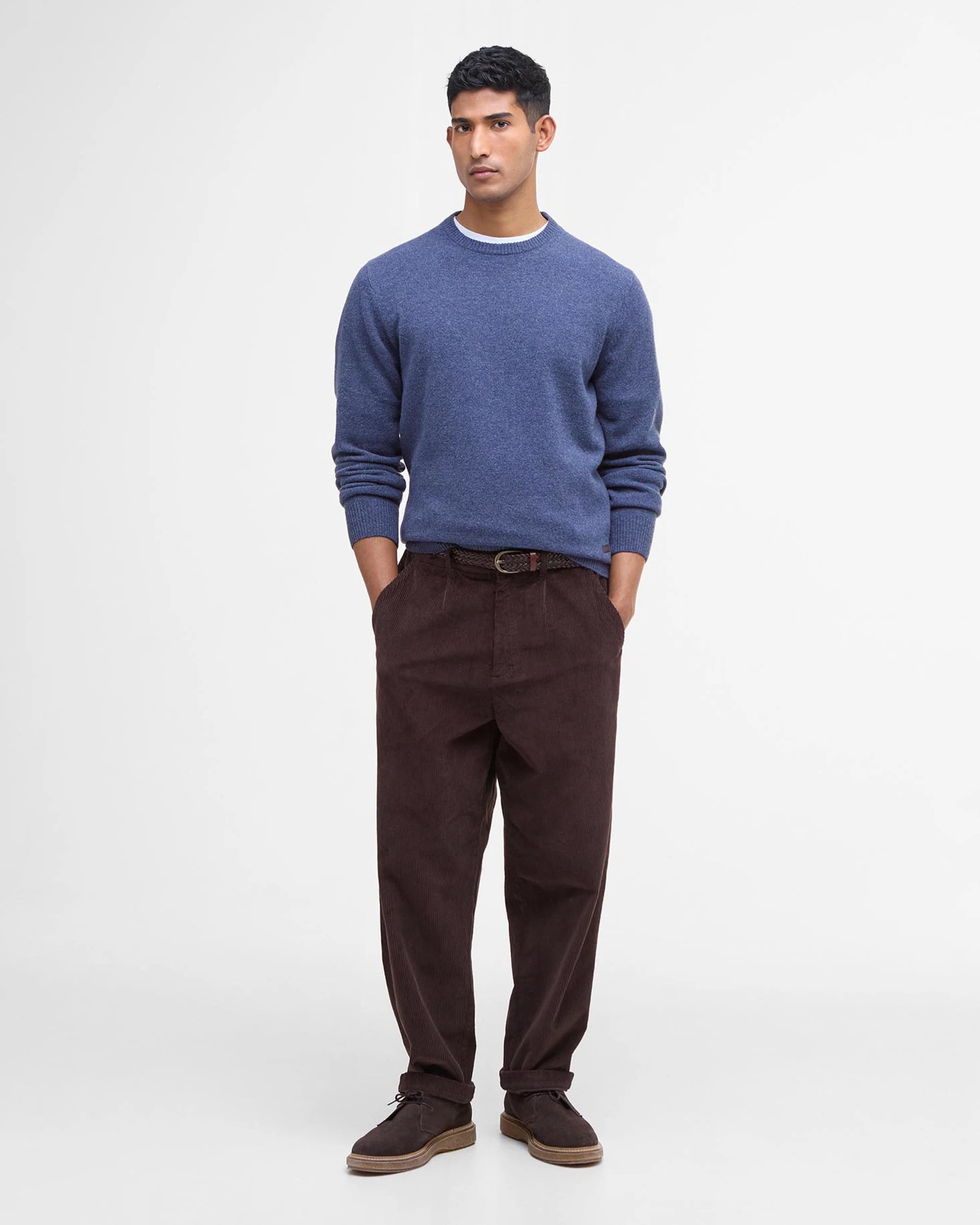 Pull de laine essentiel avec patch en cuir