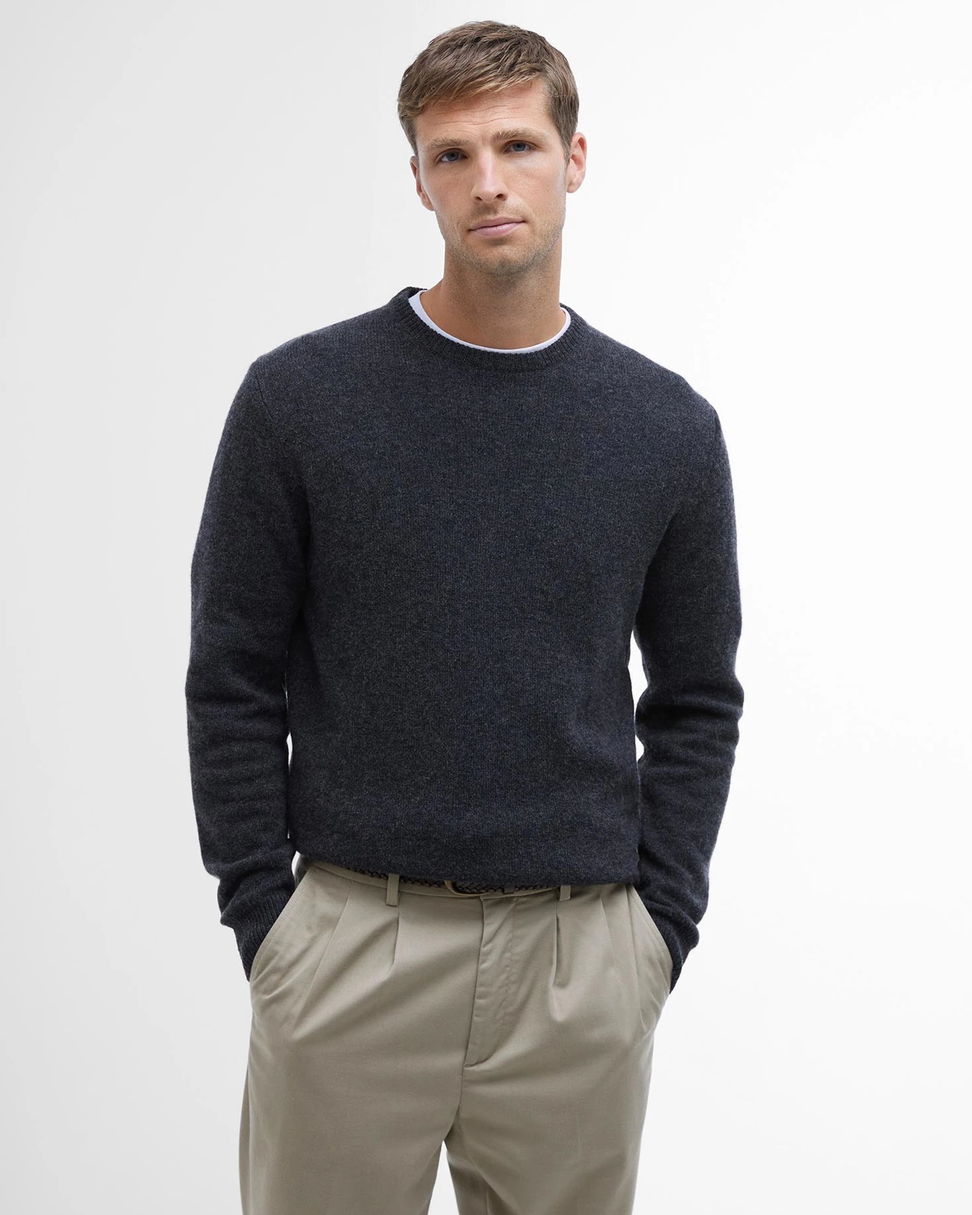 Pull de laine essentiel avec patch en cuir