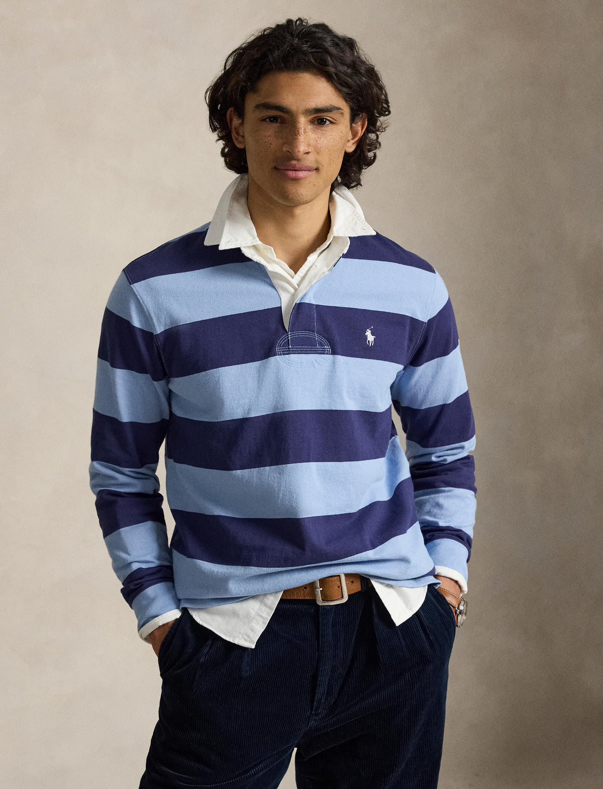 Polo Rugby bleu ligné