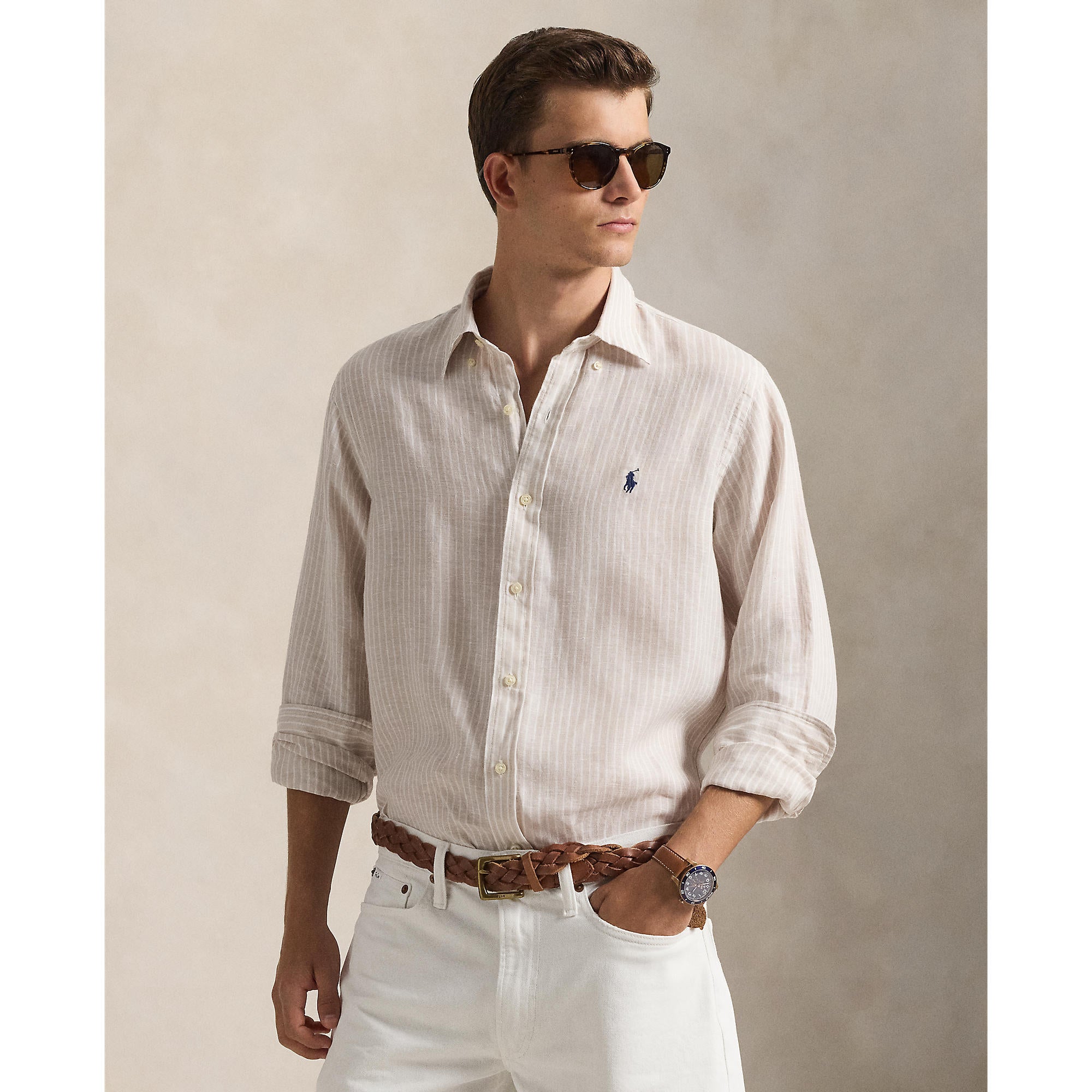 Chemise en lin rayée Classic Fit