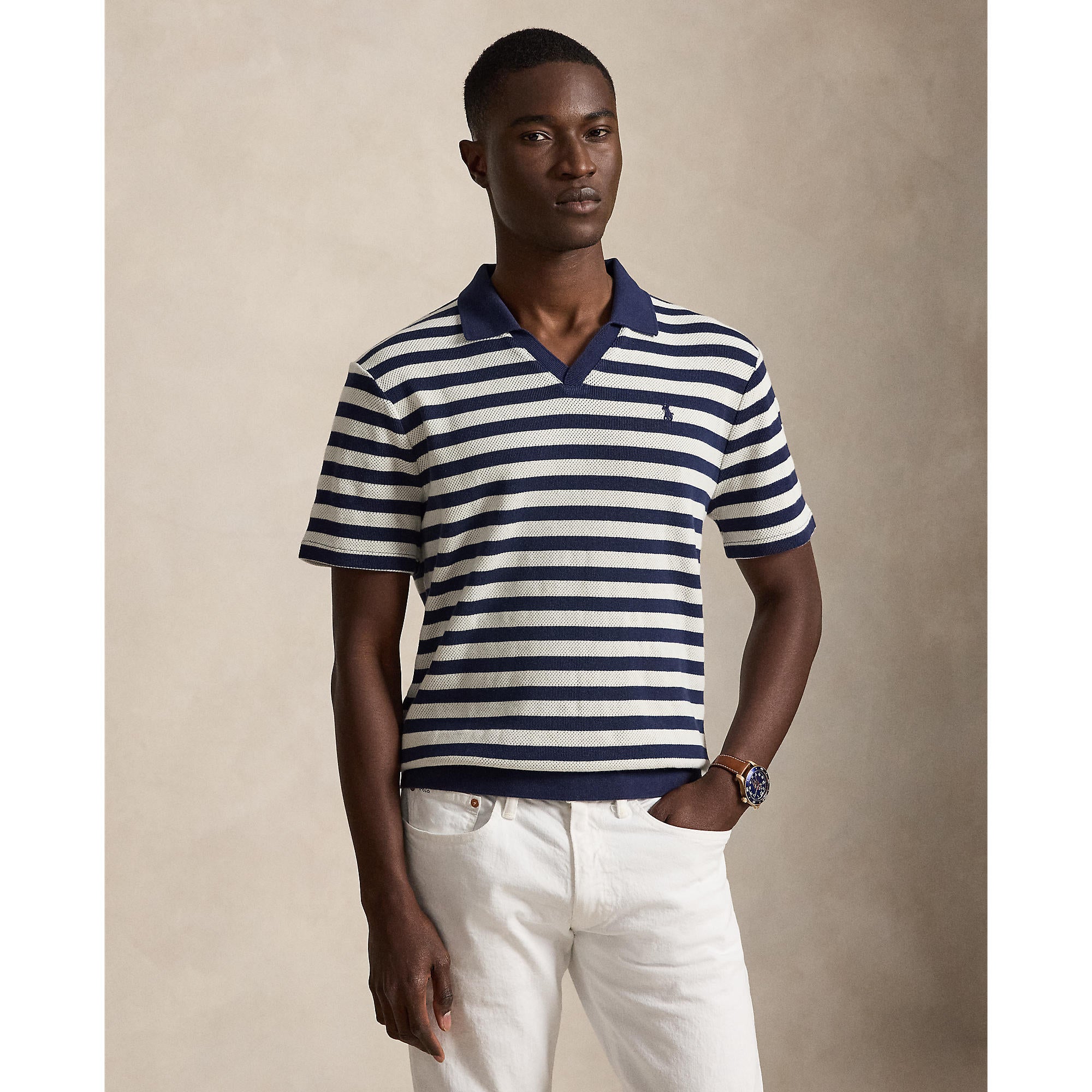 Polo rayé texturé en coto