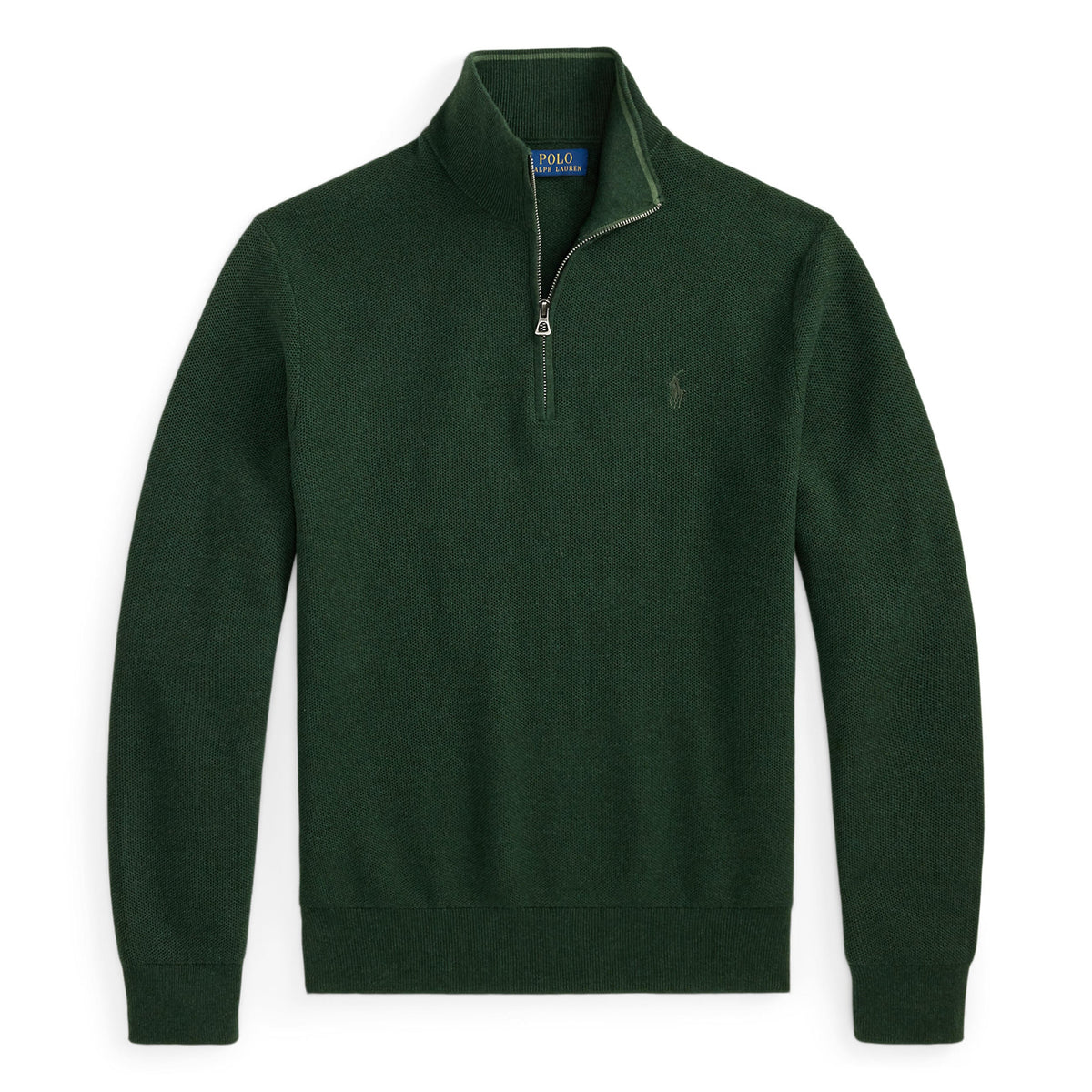 Pull de coton demi-zip vert forêt