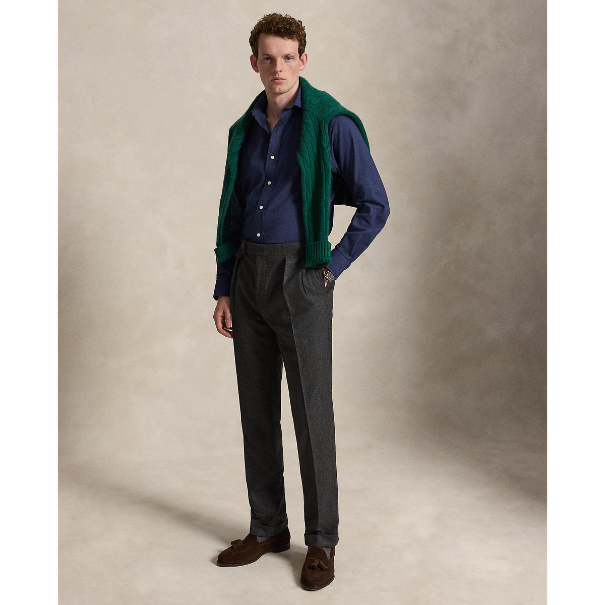 Chemise en flanelle de coton marine