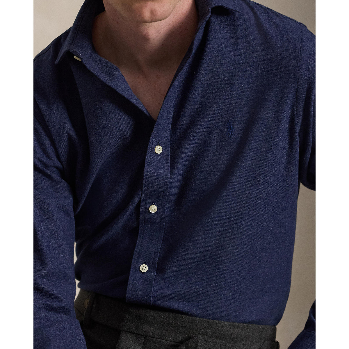 Chemise en flanelle de coton marine