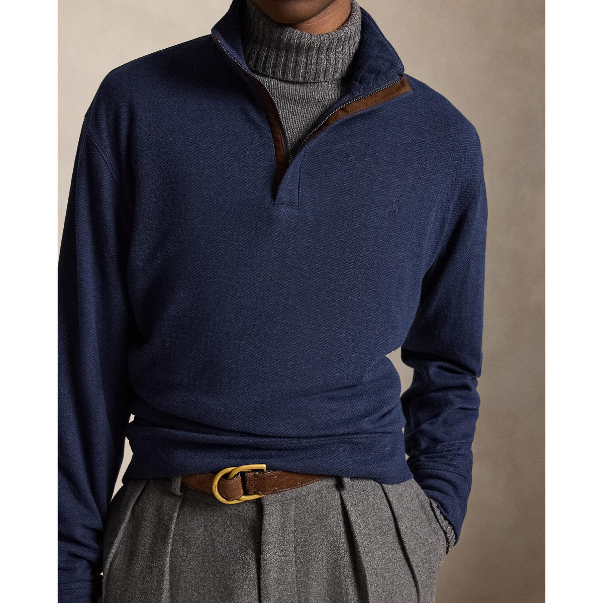 Chandail bleu à demi-zip bleu