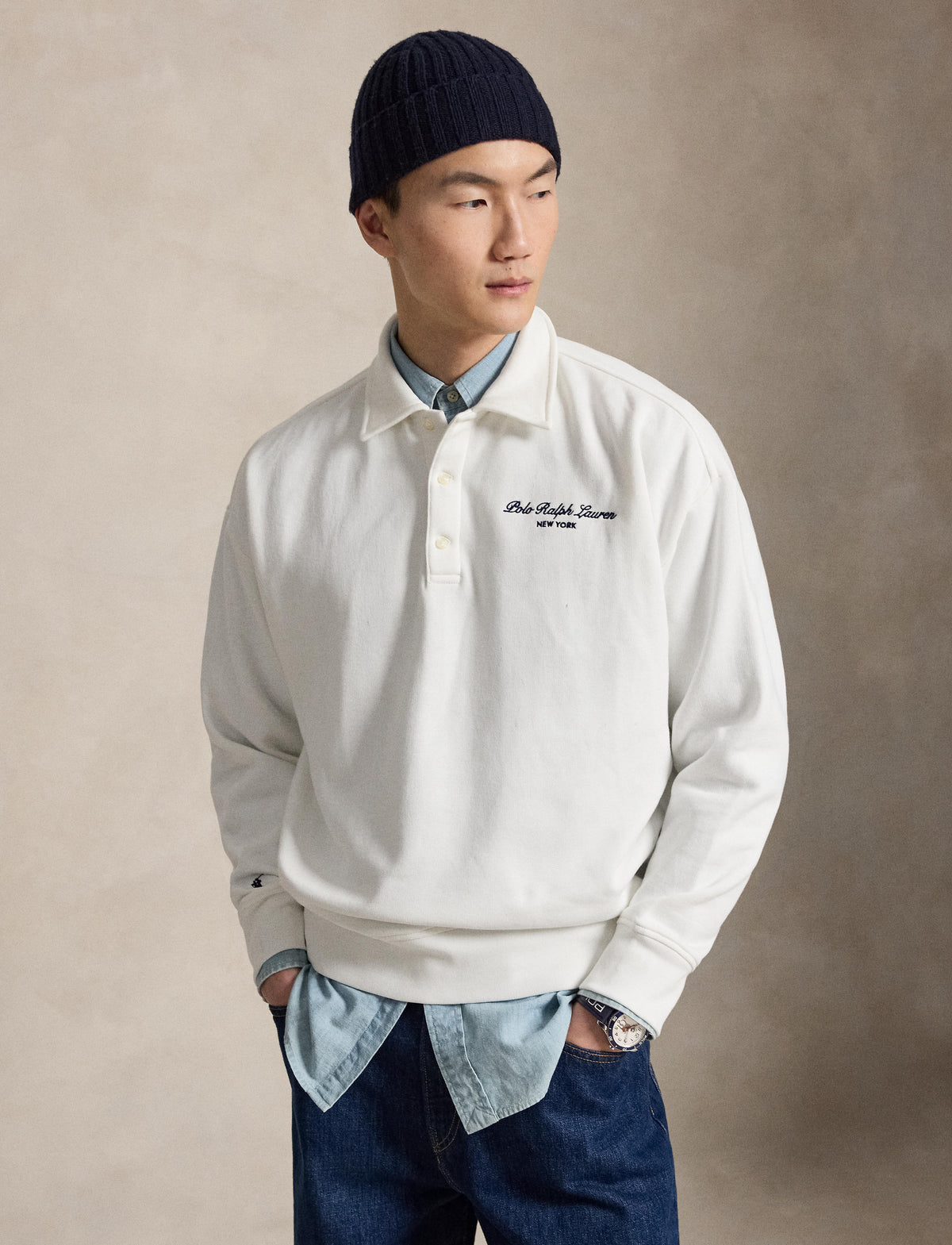 Pull en coton à col polo