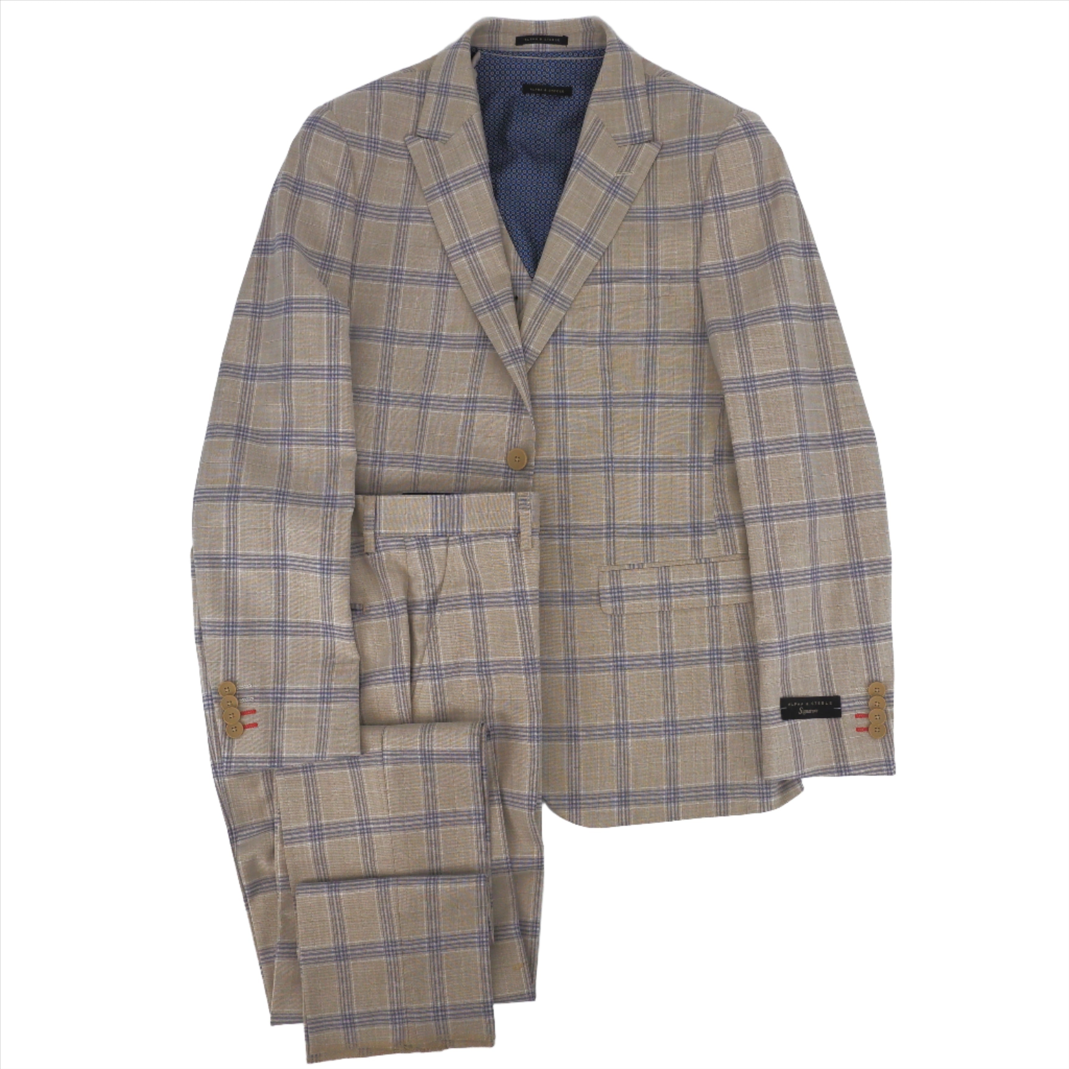 Complet trois pièces beige et bleu