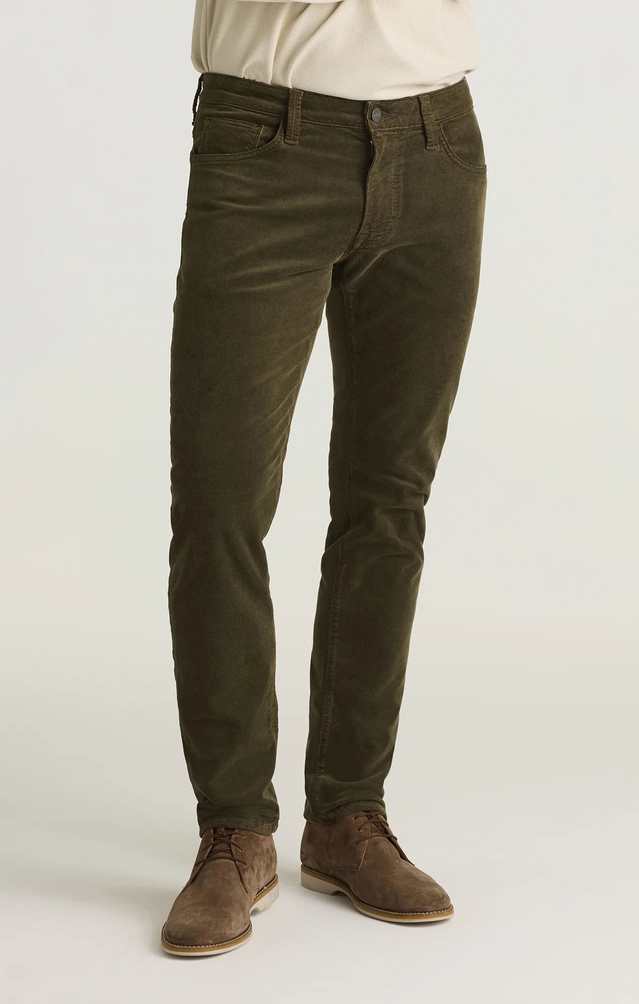 Pantalon extensible en corduroy couleur Fern