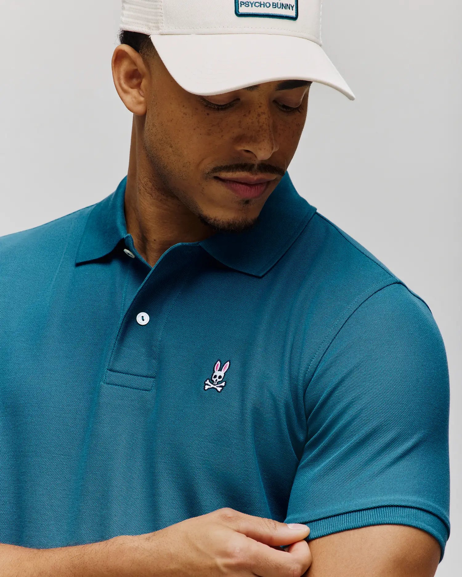 Polo en piqué classique bleu mallard