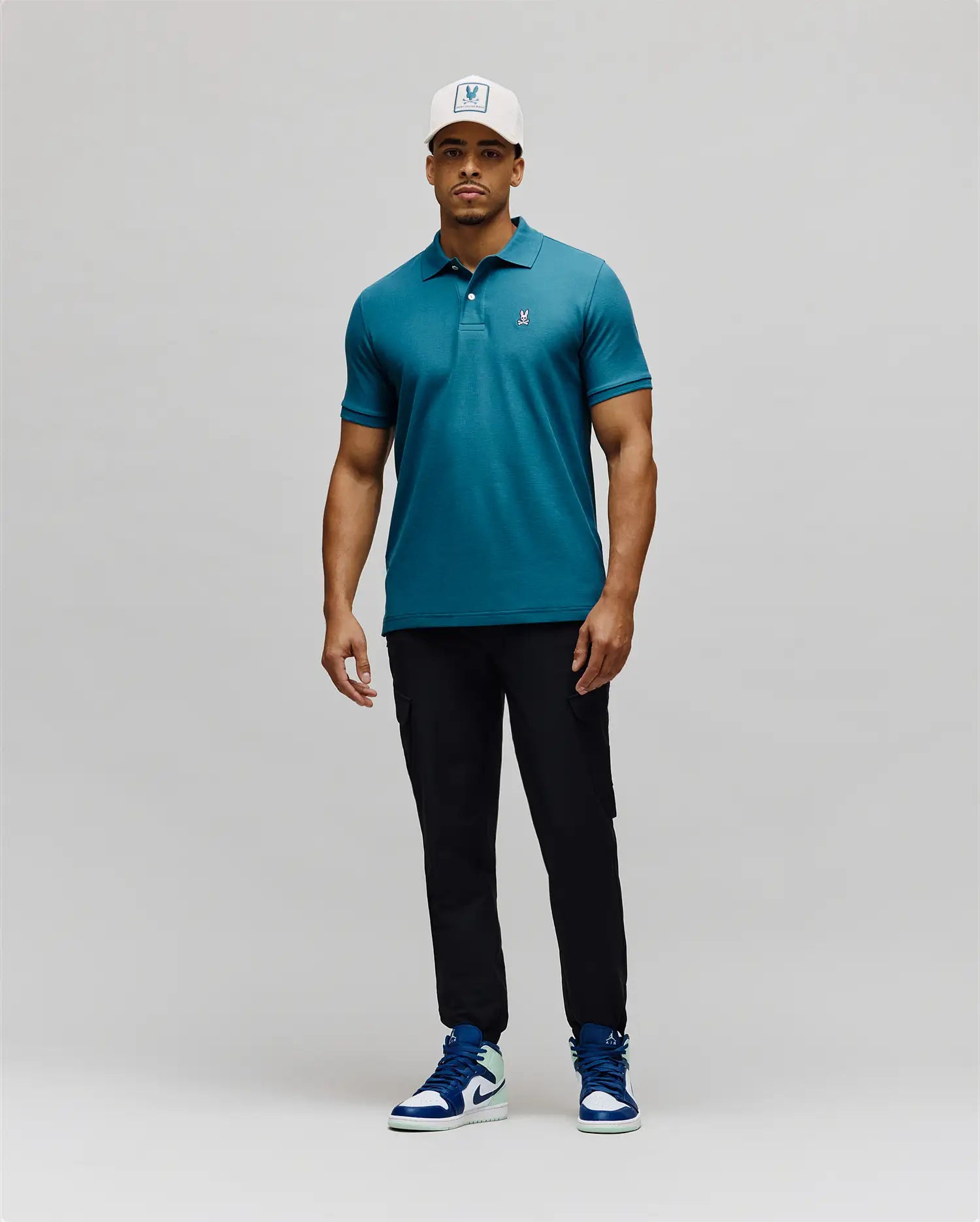 Polo en piqué classique bleu mallard