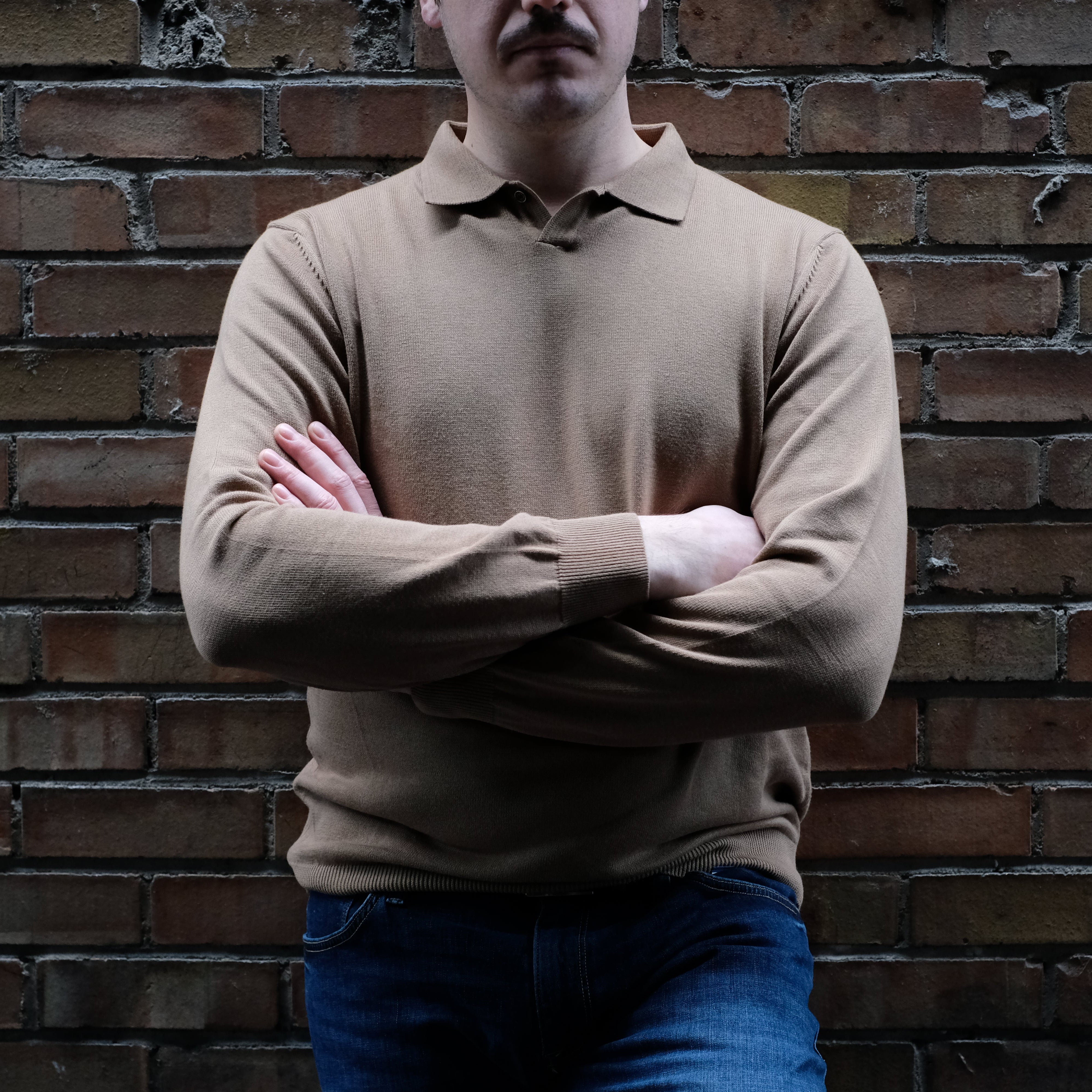 Polo Maurice en coton cachemire Tabac