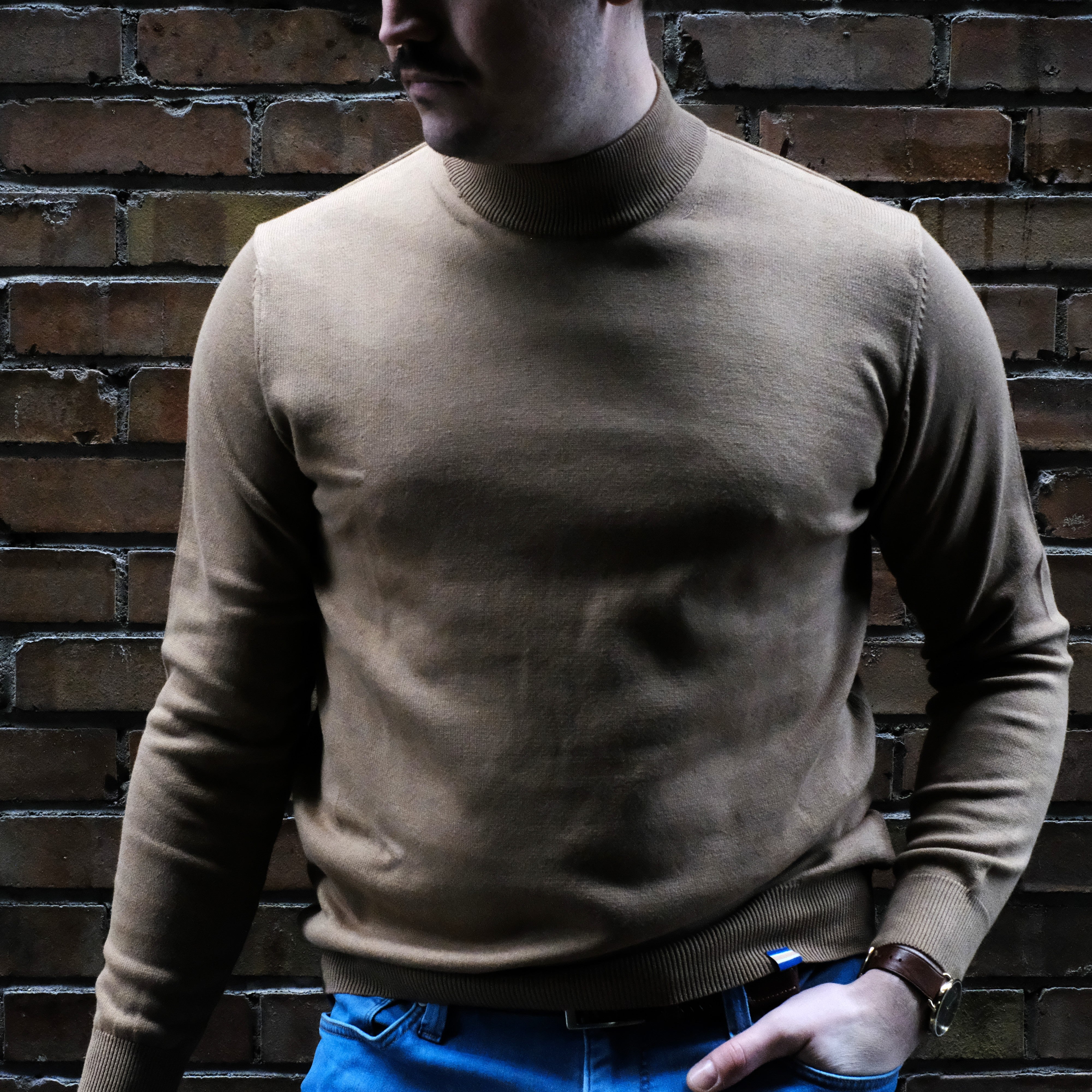 Pull col mock en coton cachemire
