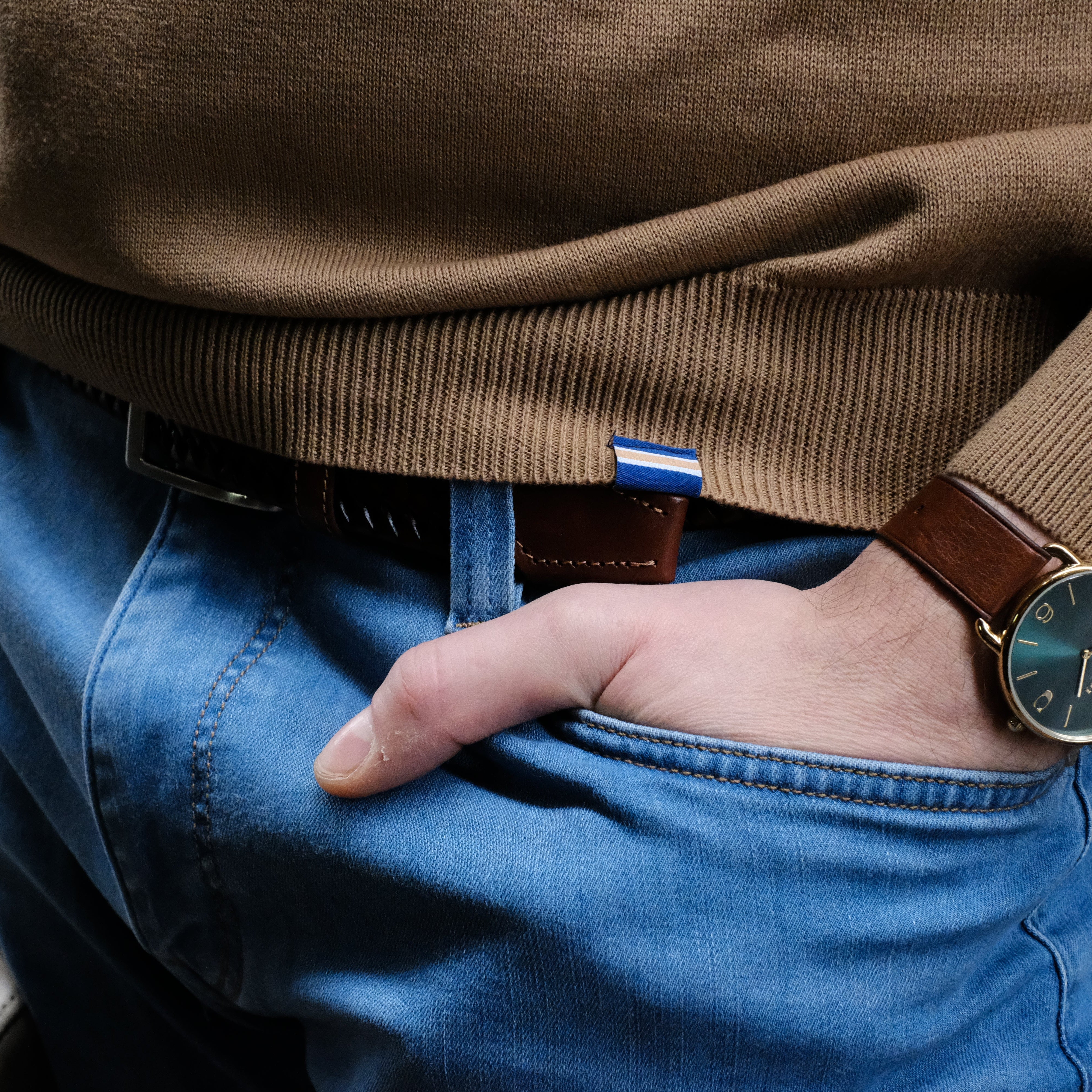 Polo Maurice en coton cachemire Tabac