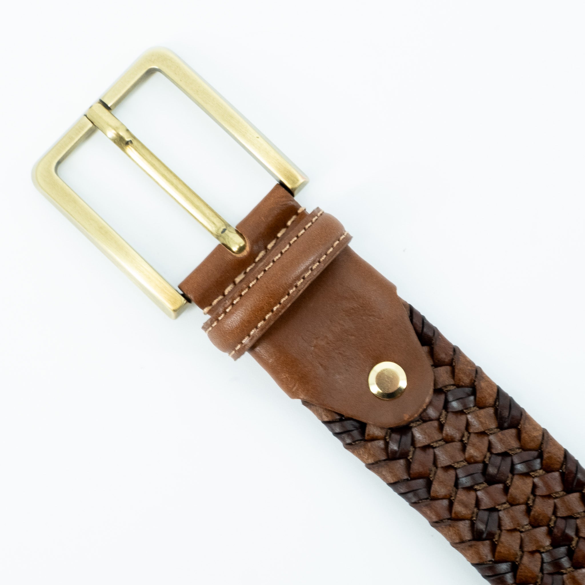 Ceinture La Tressée brun deux tons avec boucle or