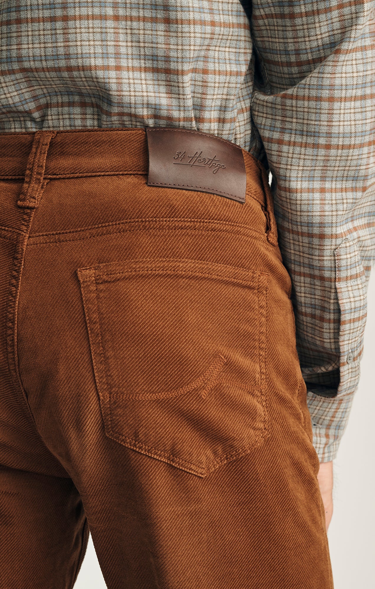 Pantalon en velours côtelé extensible Terracotta