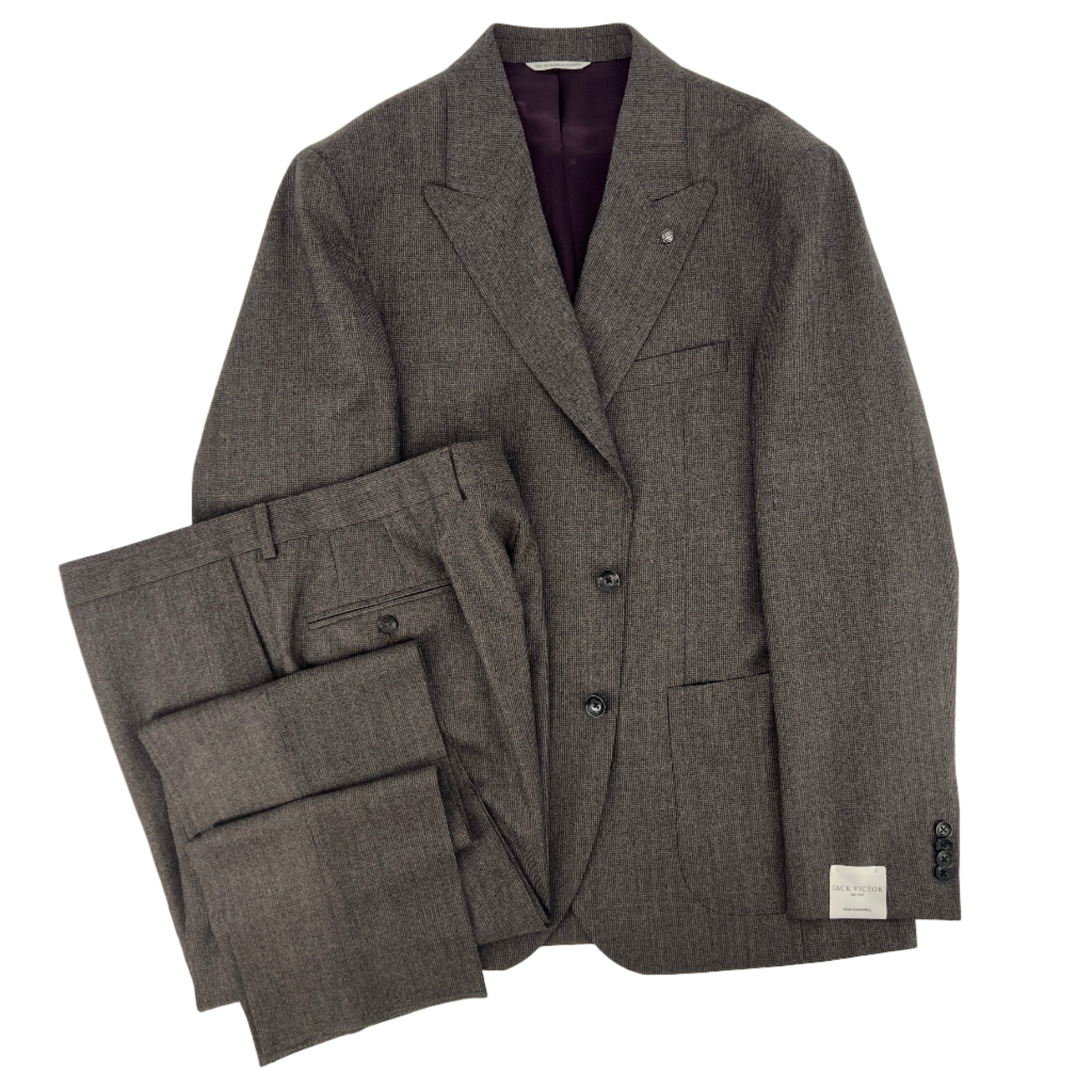 Costume gris à motif pied-de-poule.