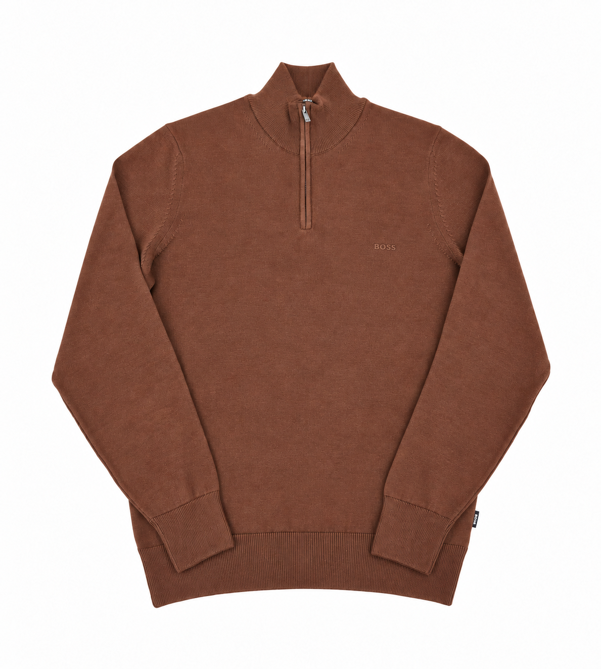Chandail orangé à demi-zip en laine vierge