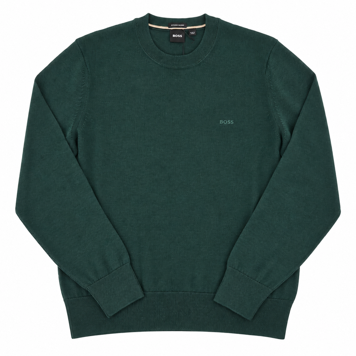Pull Boss à col rond vert