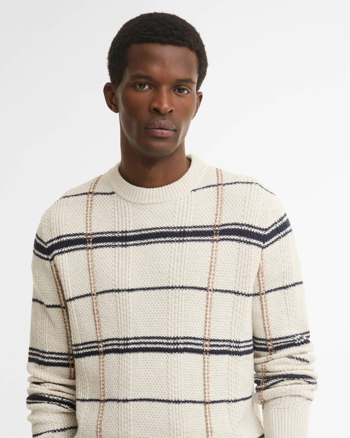 Pull en maille torsadée à col rond Fasey Tartan