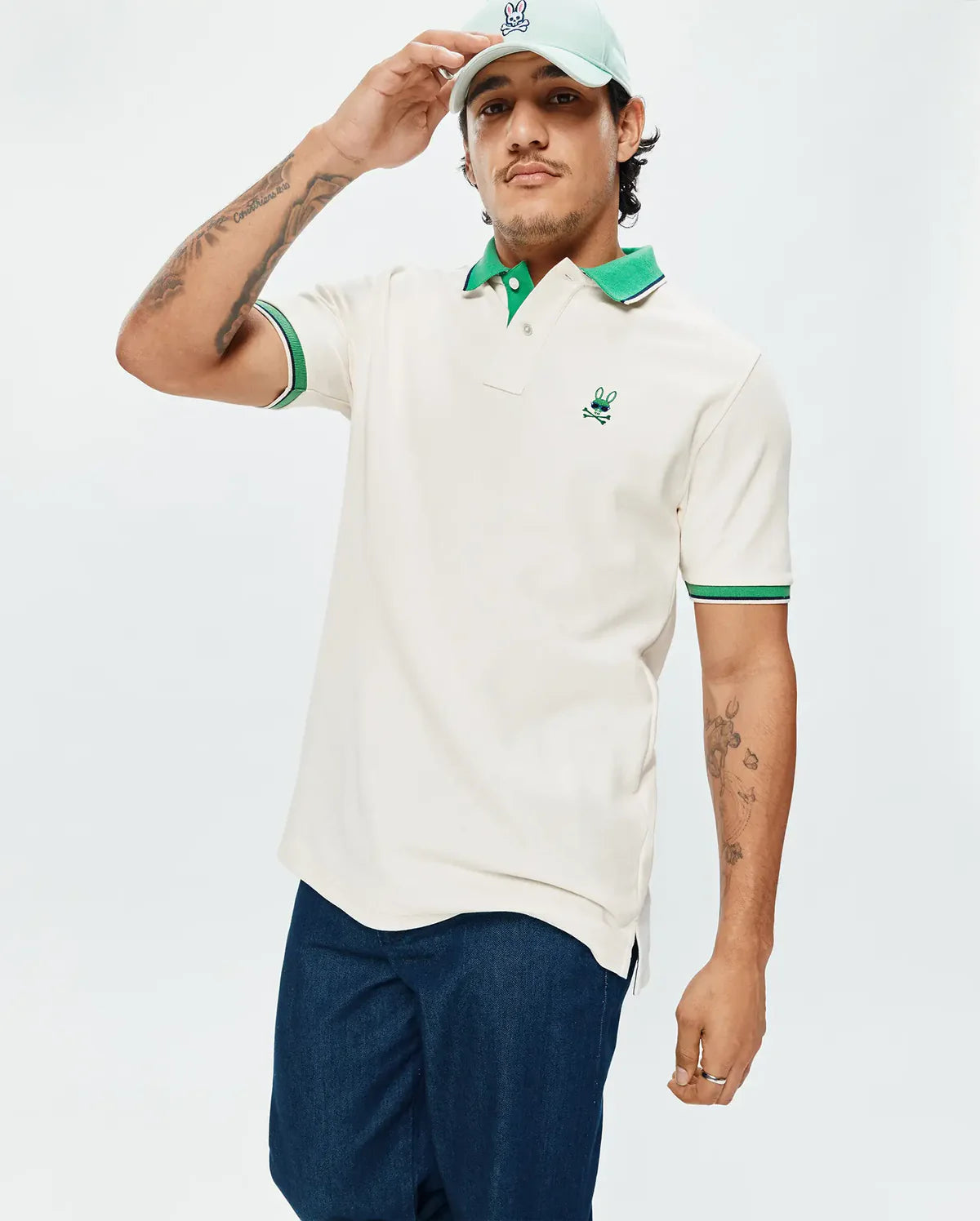 Polo crème avec col vert