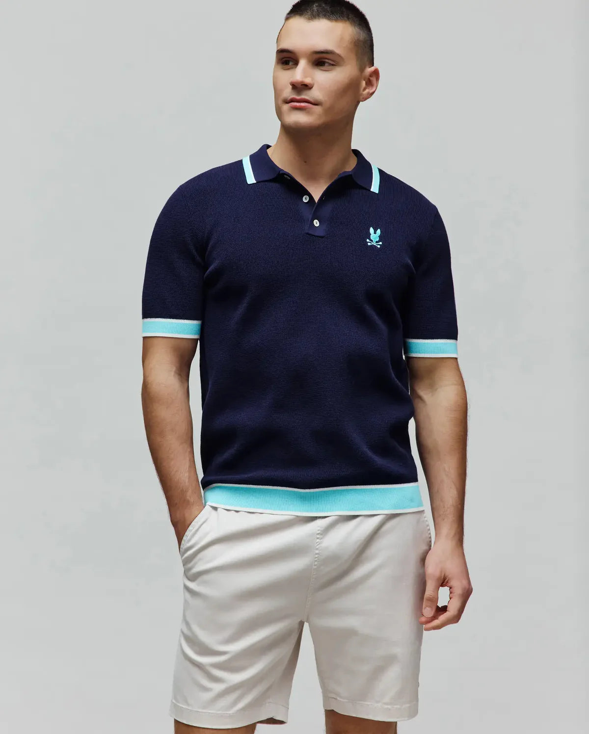 Polo de tricot bleu Dax