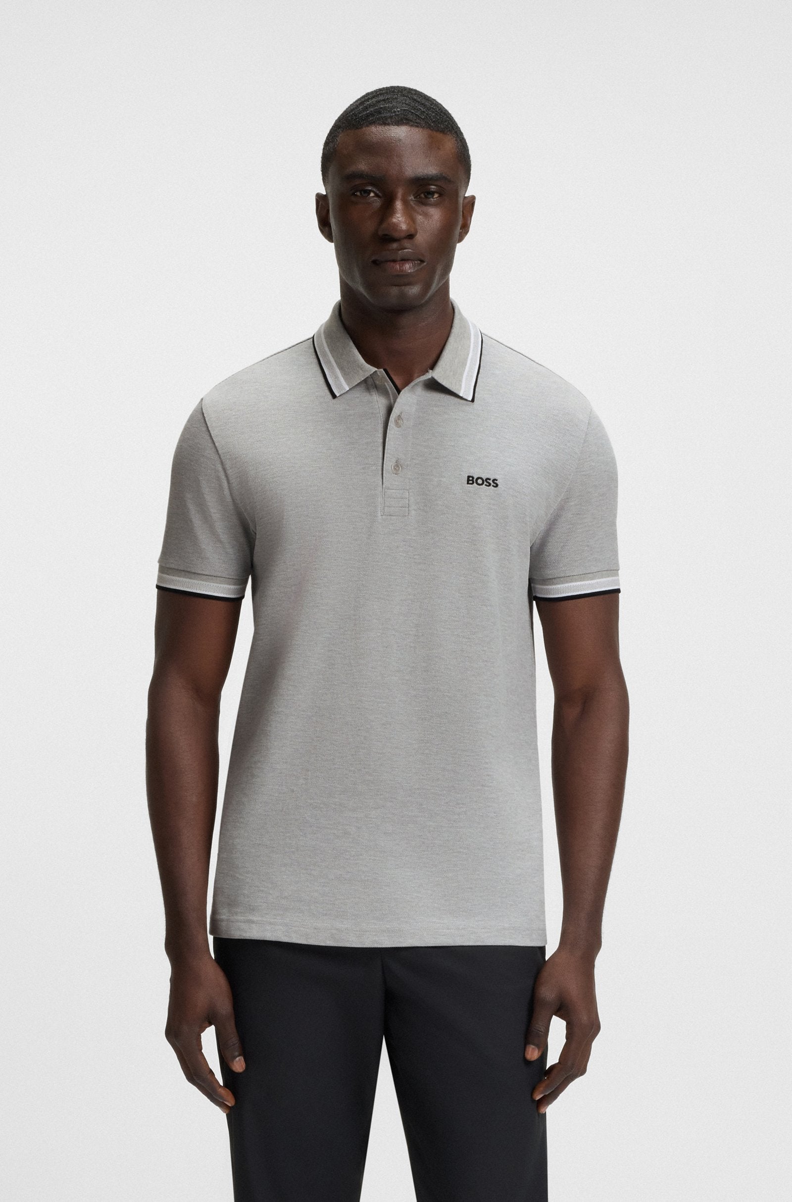 Polo col contrasté gris