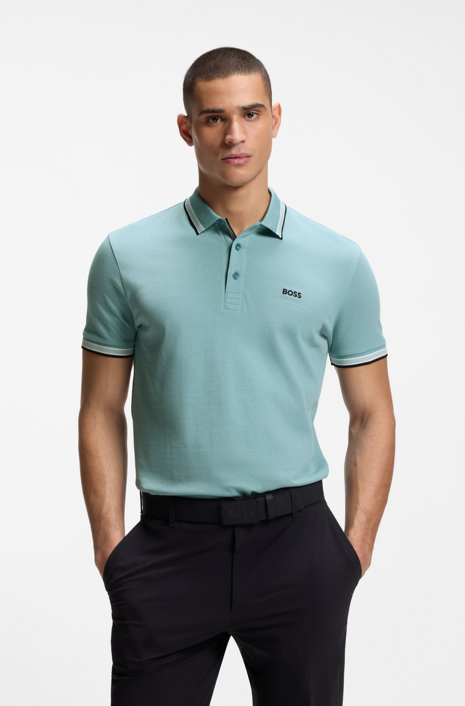 Polo col contrasté turquoise