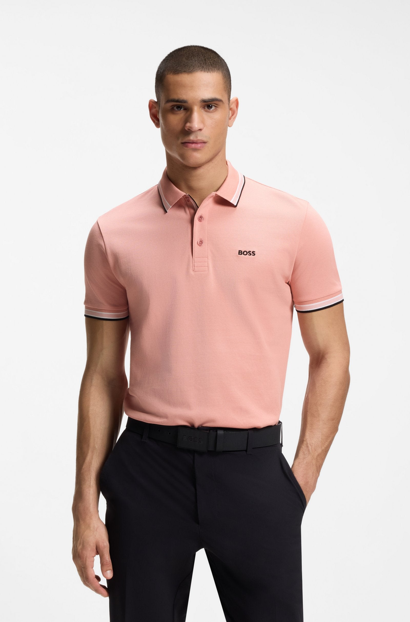 Polo col contrasté rose