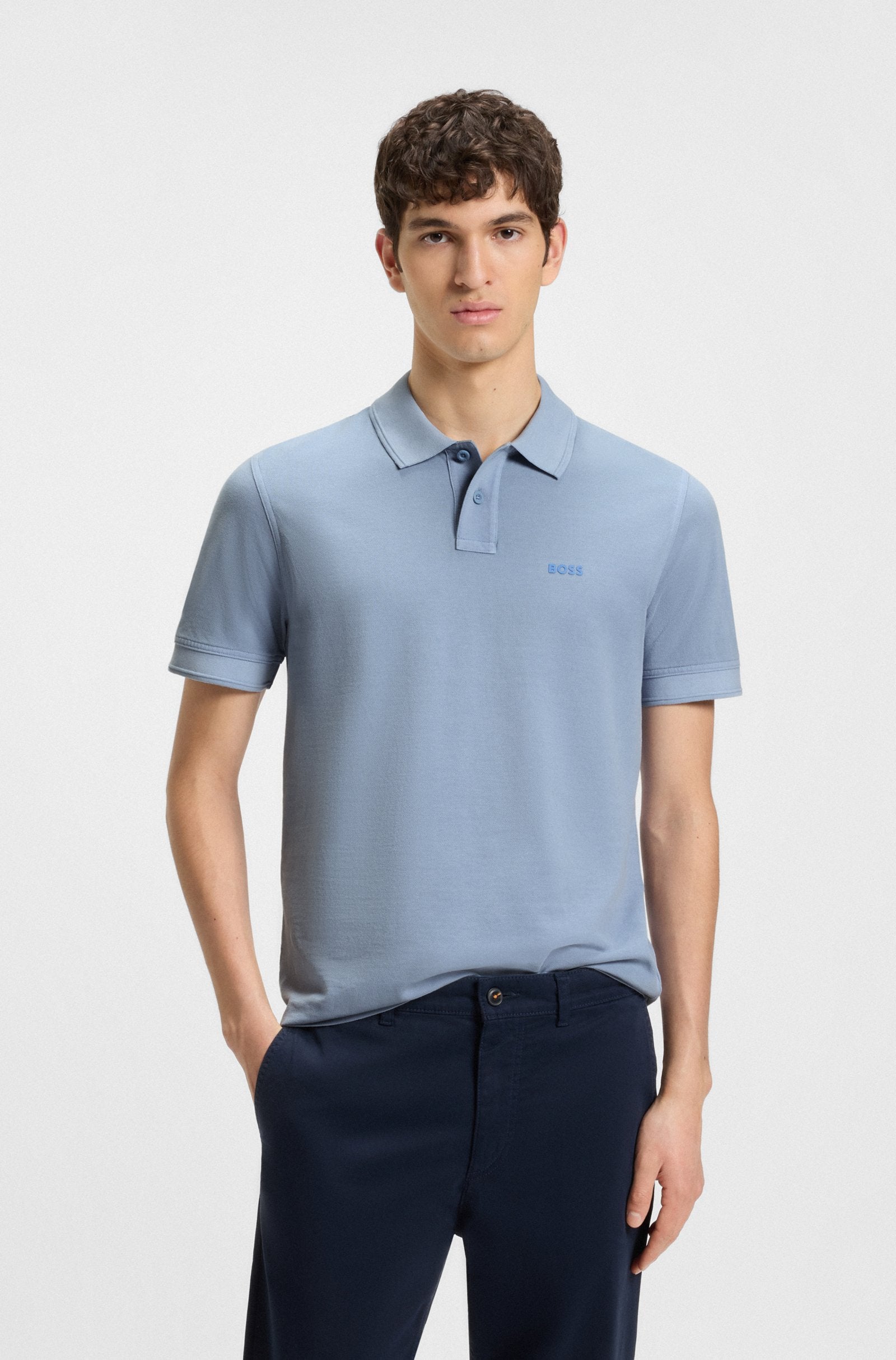 Polo en coton piqué bleu pâle