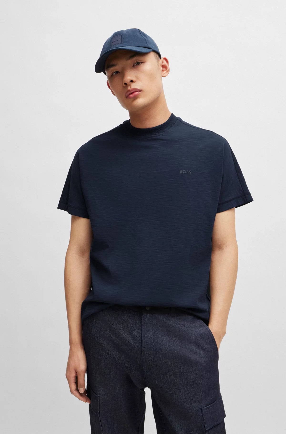 T-shirt de coton piqué épais Boss