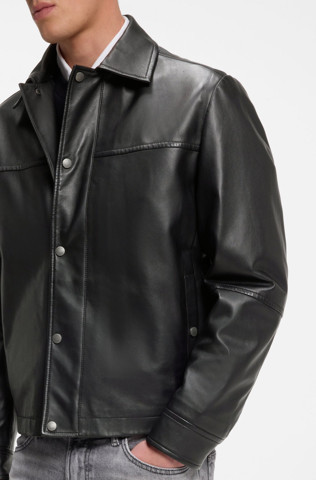 Veste de cuir Nappa Joban noir