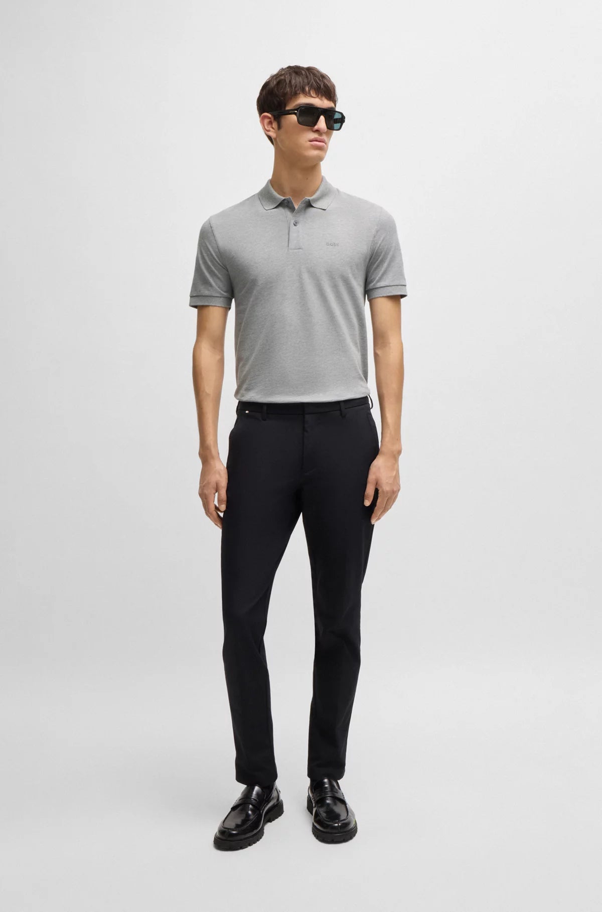 Polo gris en coton piqué