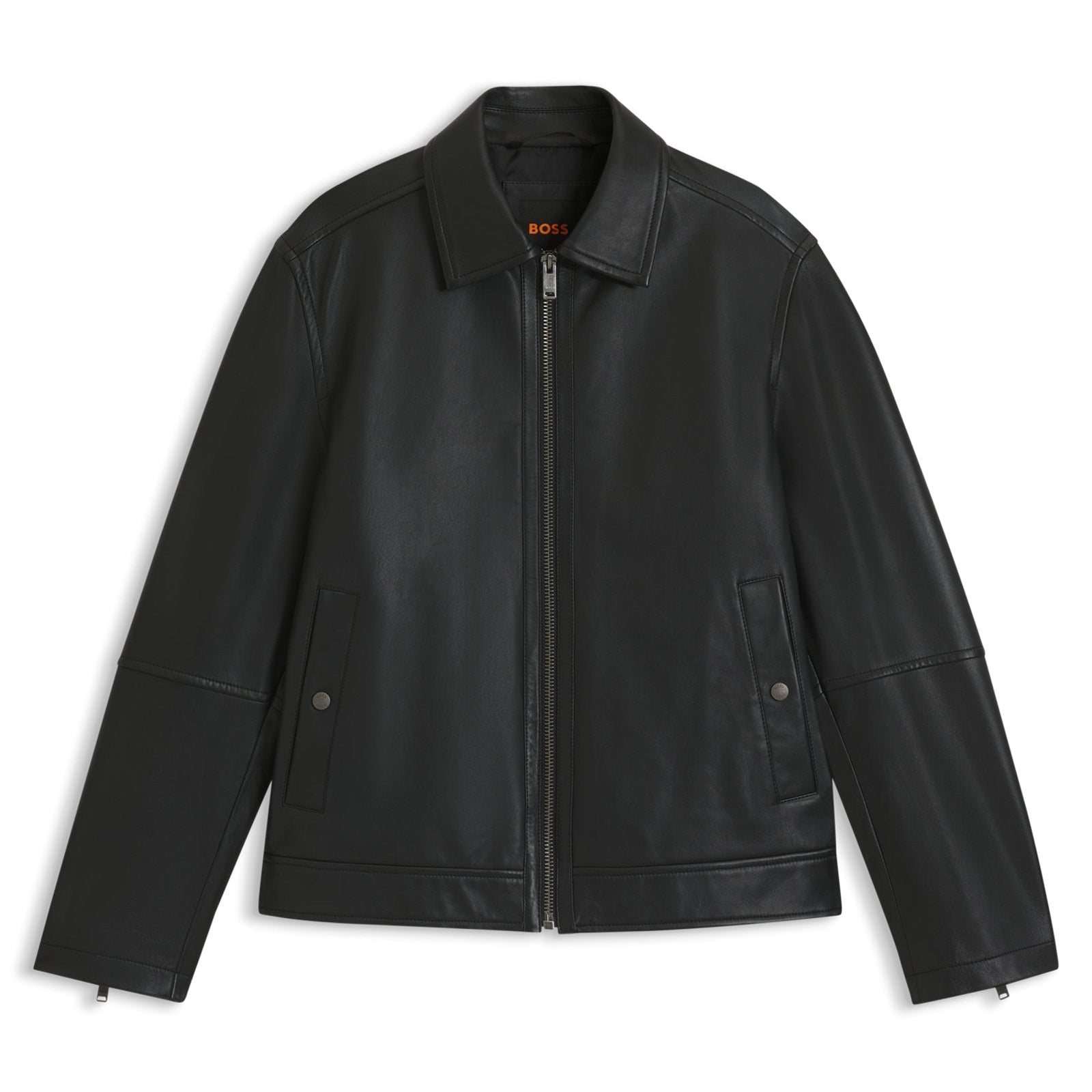 Veste en cuir nappa noir Boss