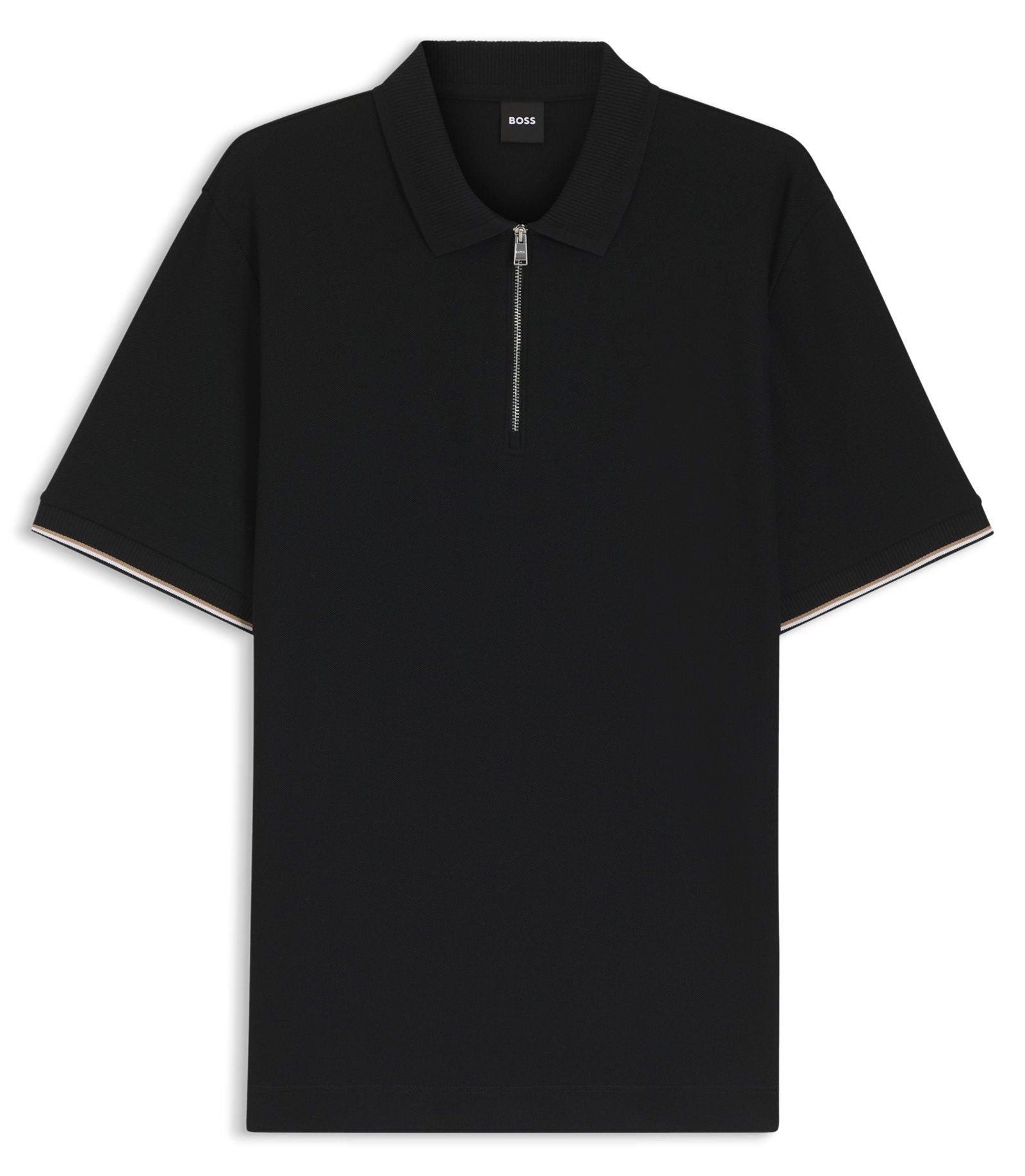 Polo en coton piqué à col zippé